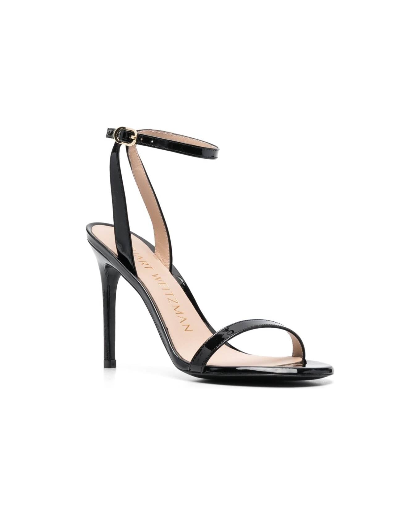 Stuart Weitzman 'barely Nude' Black Sandals With Stiletto Heel In Patent Leather Woman - Black サンダル