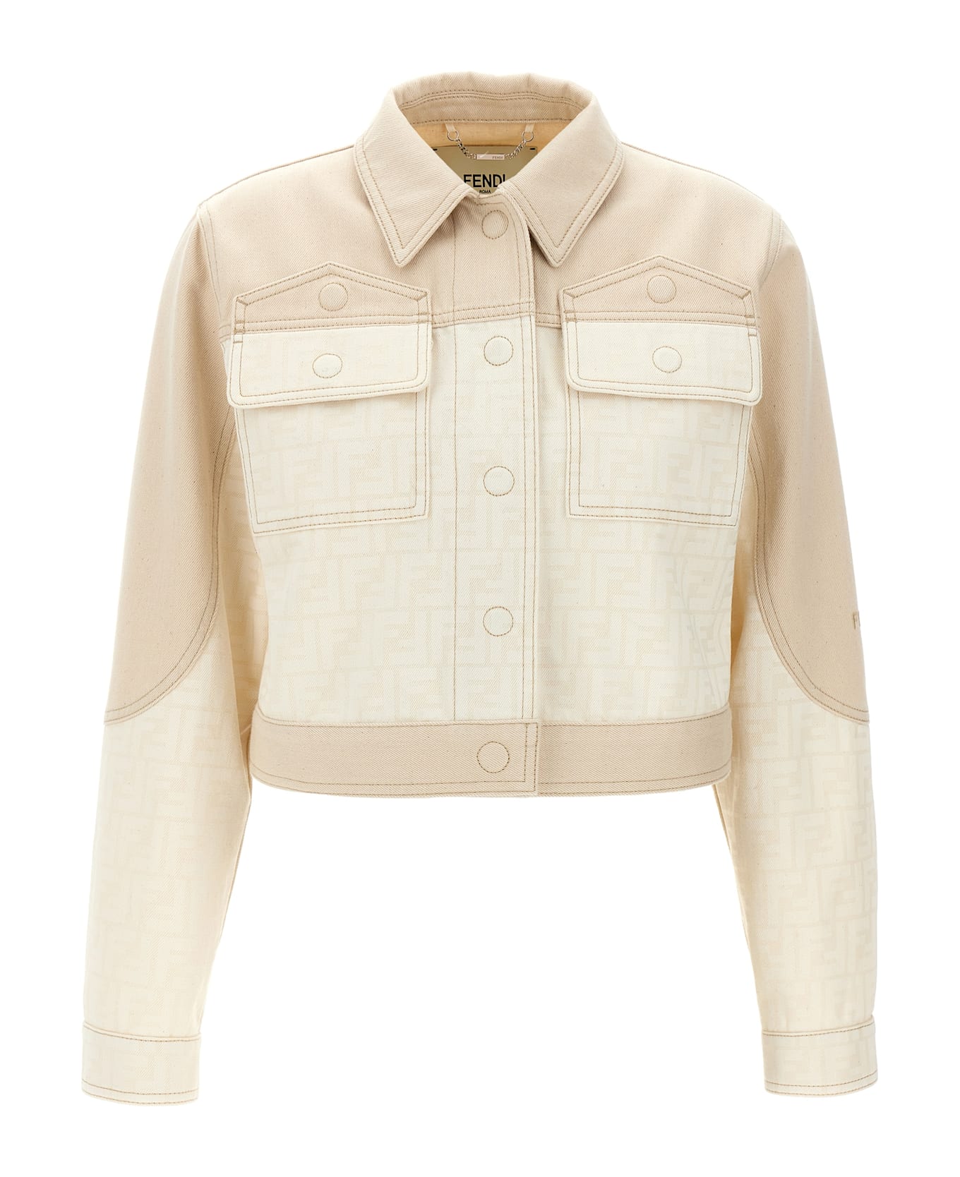 Fendi Two-tone Denim Jacket - OFF WHITE