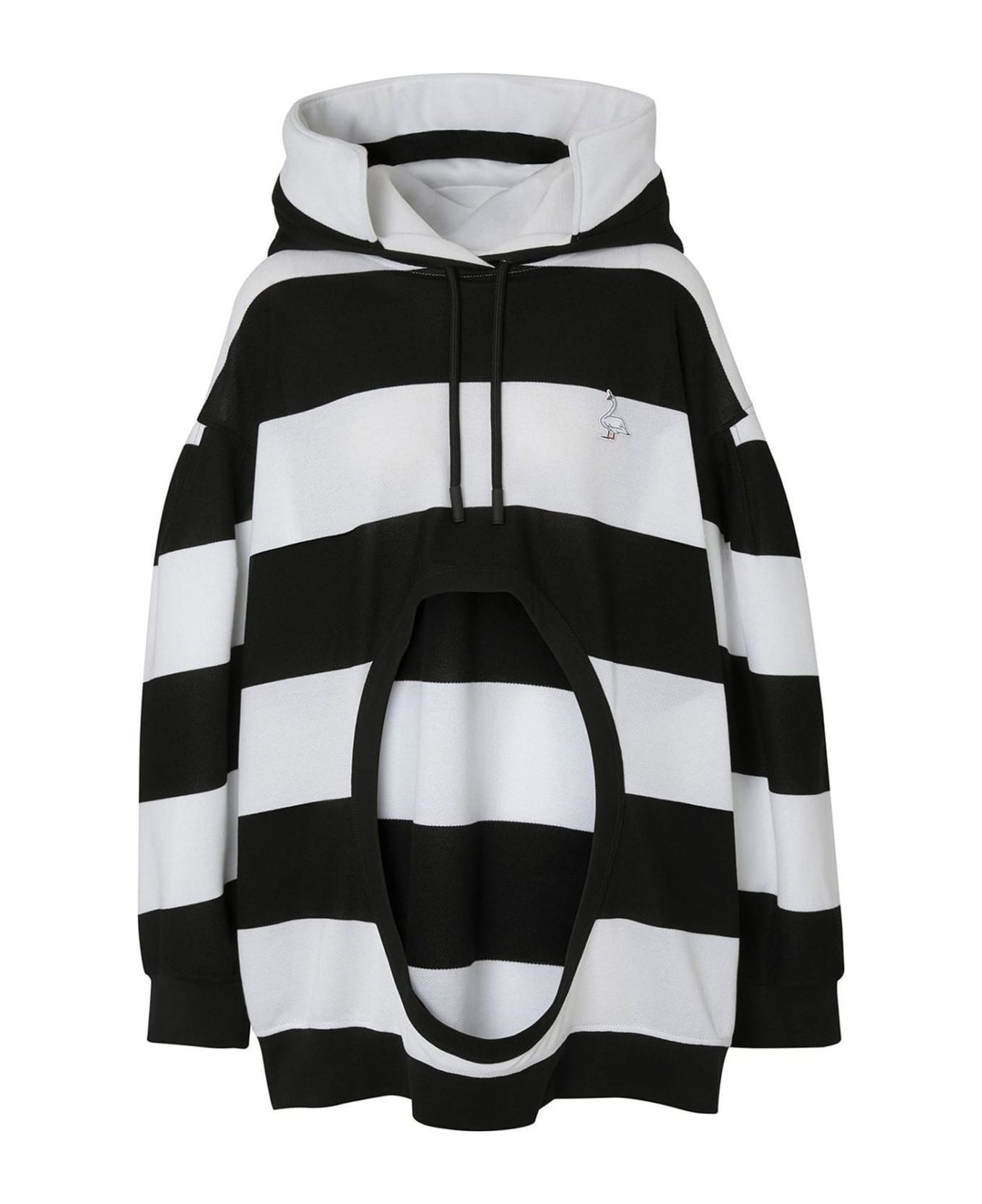 Burberry Cut-out Striped Hooded Sweatshirt - Black フリース