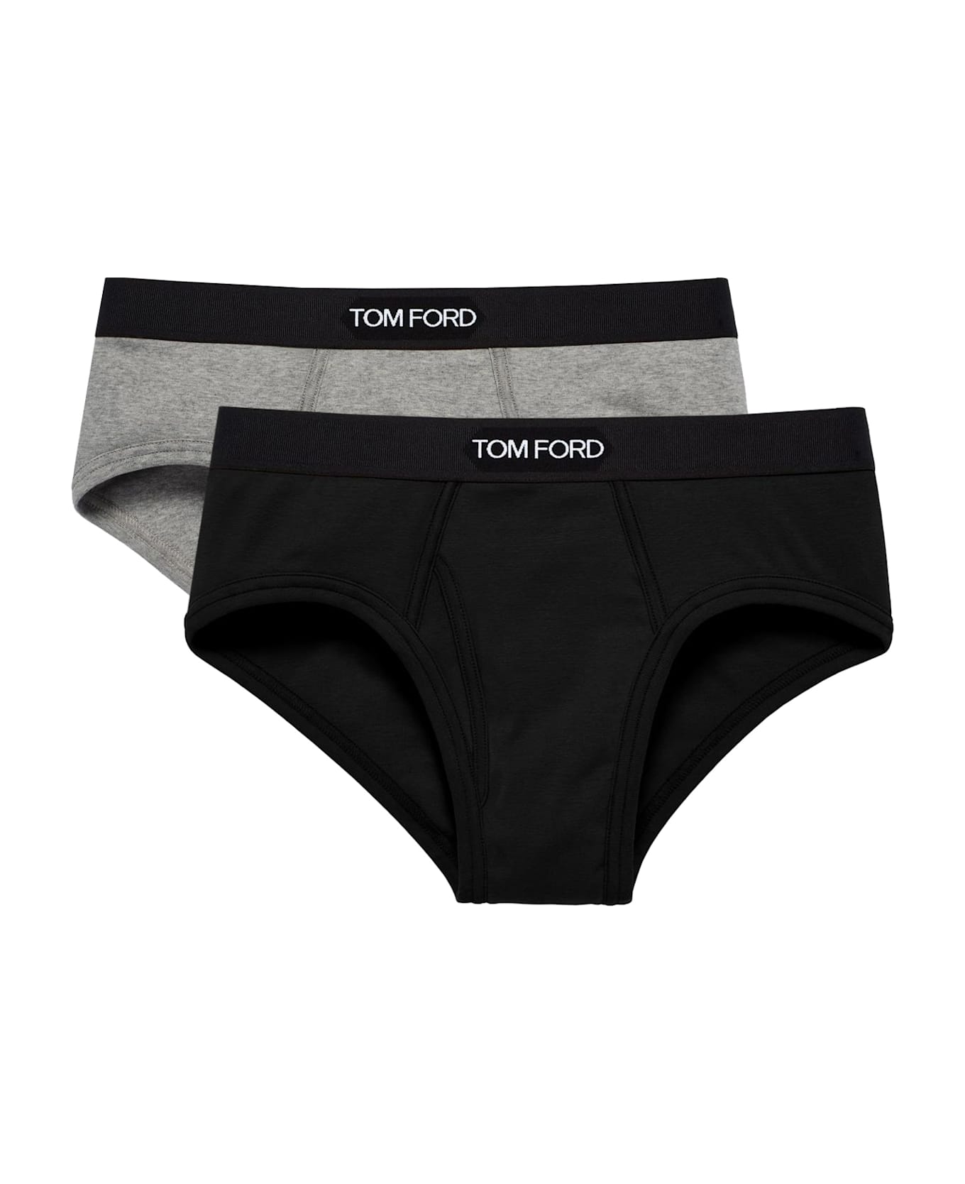 Tom Ford Bipack Brief Stretch Cotton Slip - BLACK / GREY