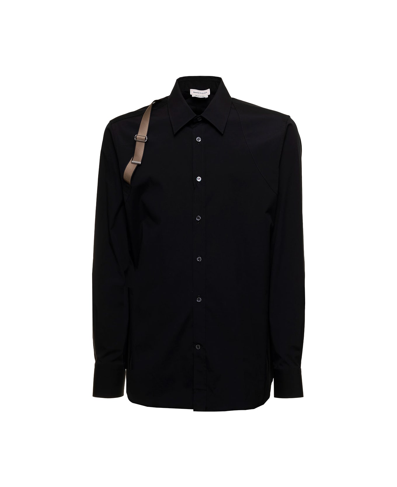 Alexander McQueen Man's Signature Harness  Black Cotton  Shirt - Black