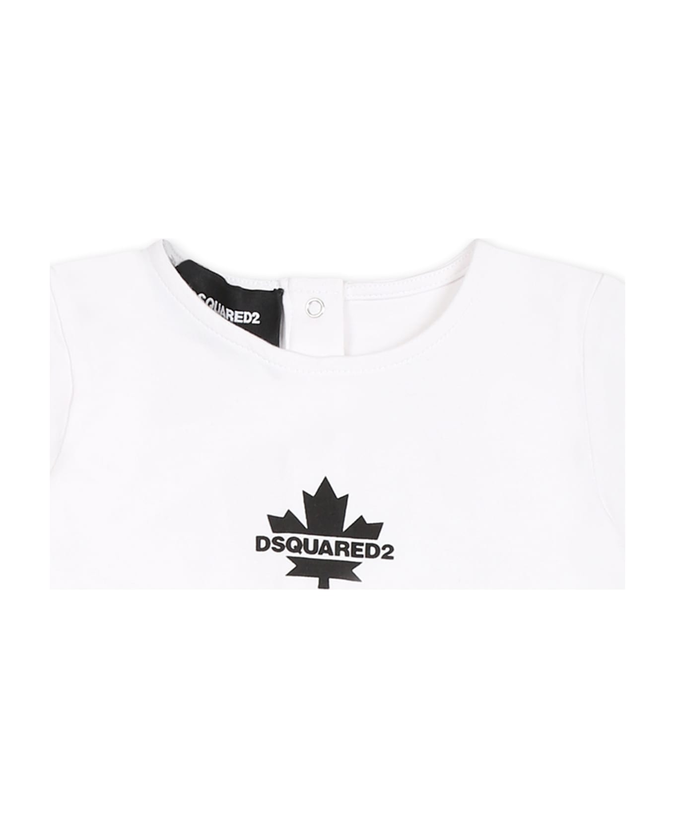 Dsquared2 White Romper For Baby Boy With Black Logo - White