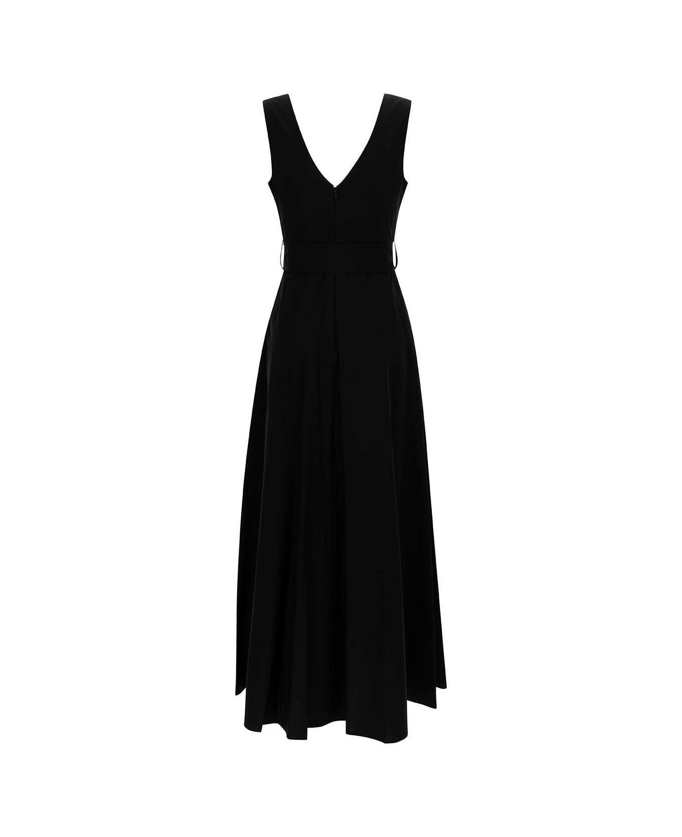Parosh Long Black Dress With Knot Detail In Cotton Woman - Black ワンピース＆ドレス