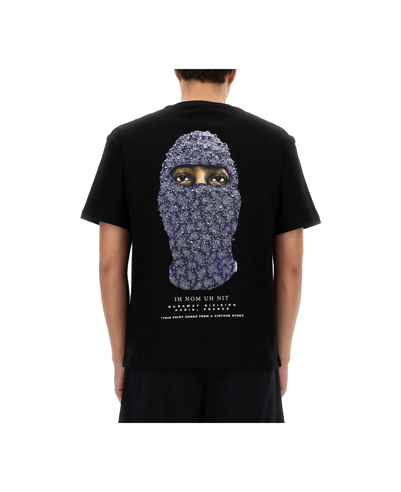 ih nom uh nit "multi Flower Mask" T-shirt - BLACK シャツ