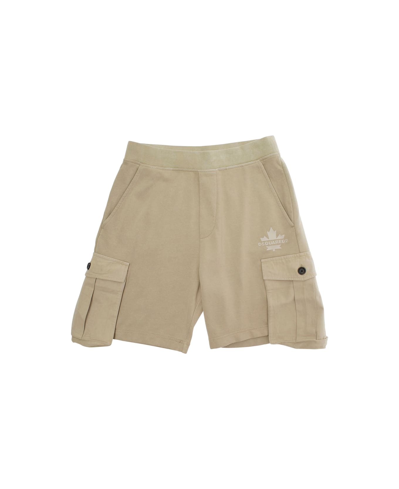 Dsquared2 Grey Shorts With Logo Detail On The Front In Cotton Boy - Grey