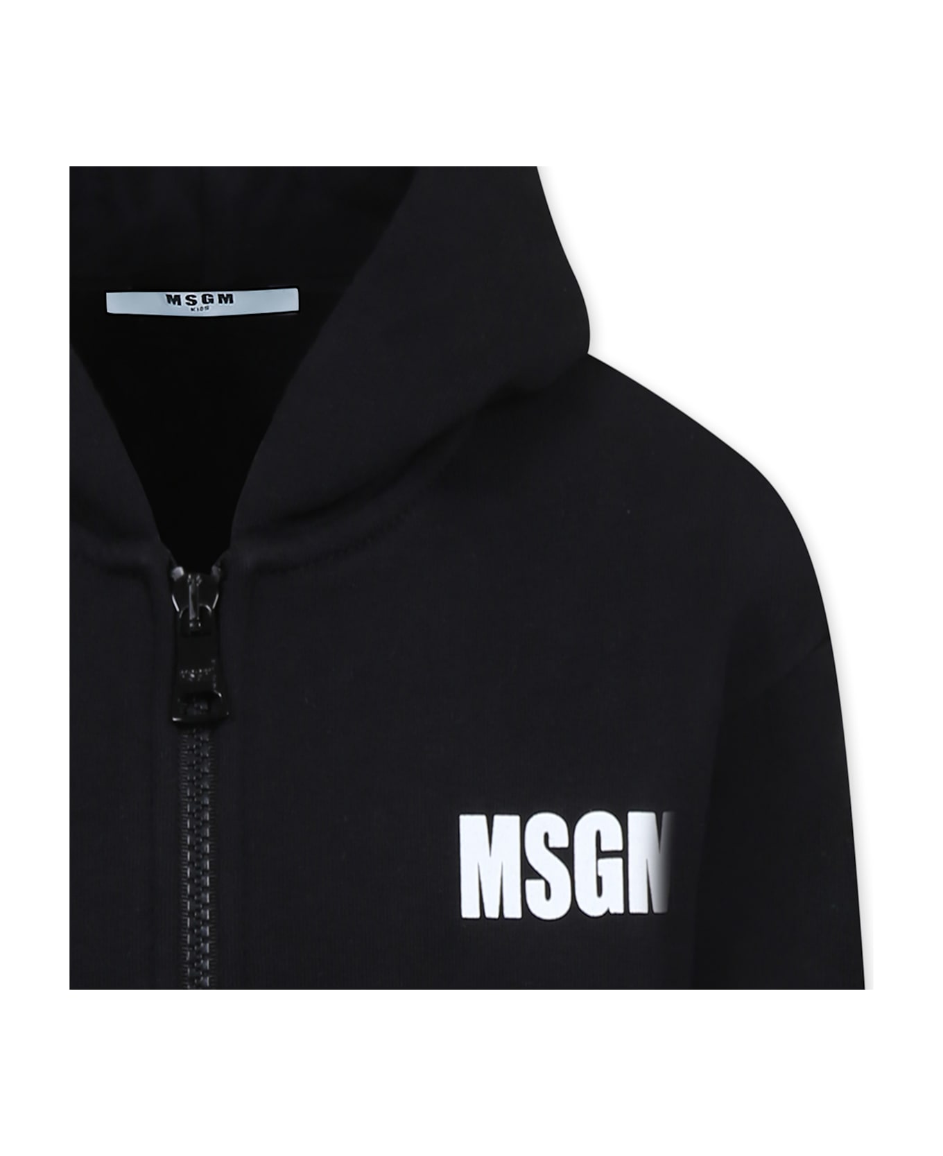 MSGM Black Sweatshirt For Kids With Logo - Black