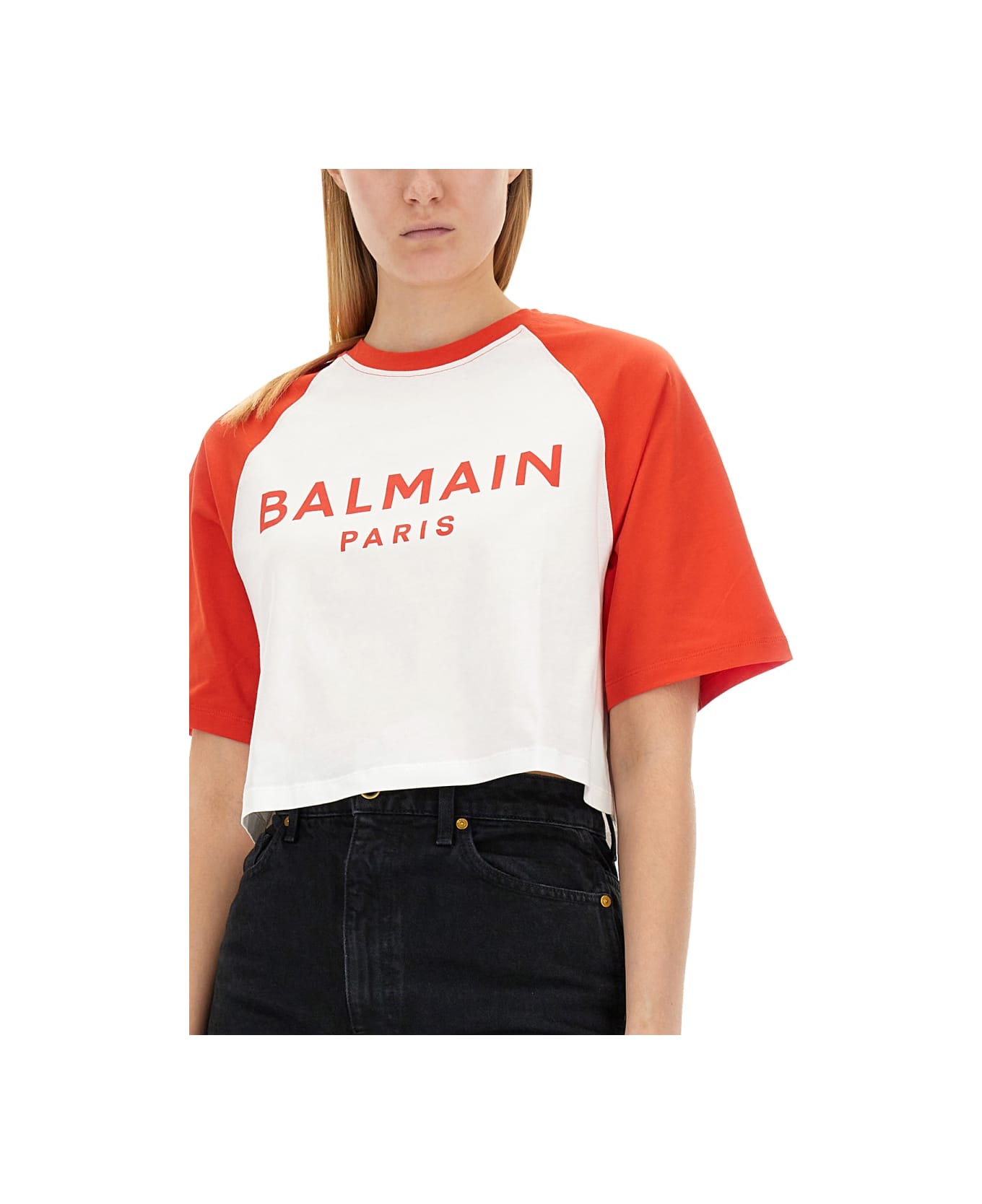 Balmain Cropped T-shirt - FUCHSIA