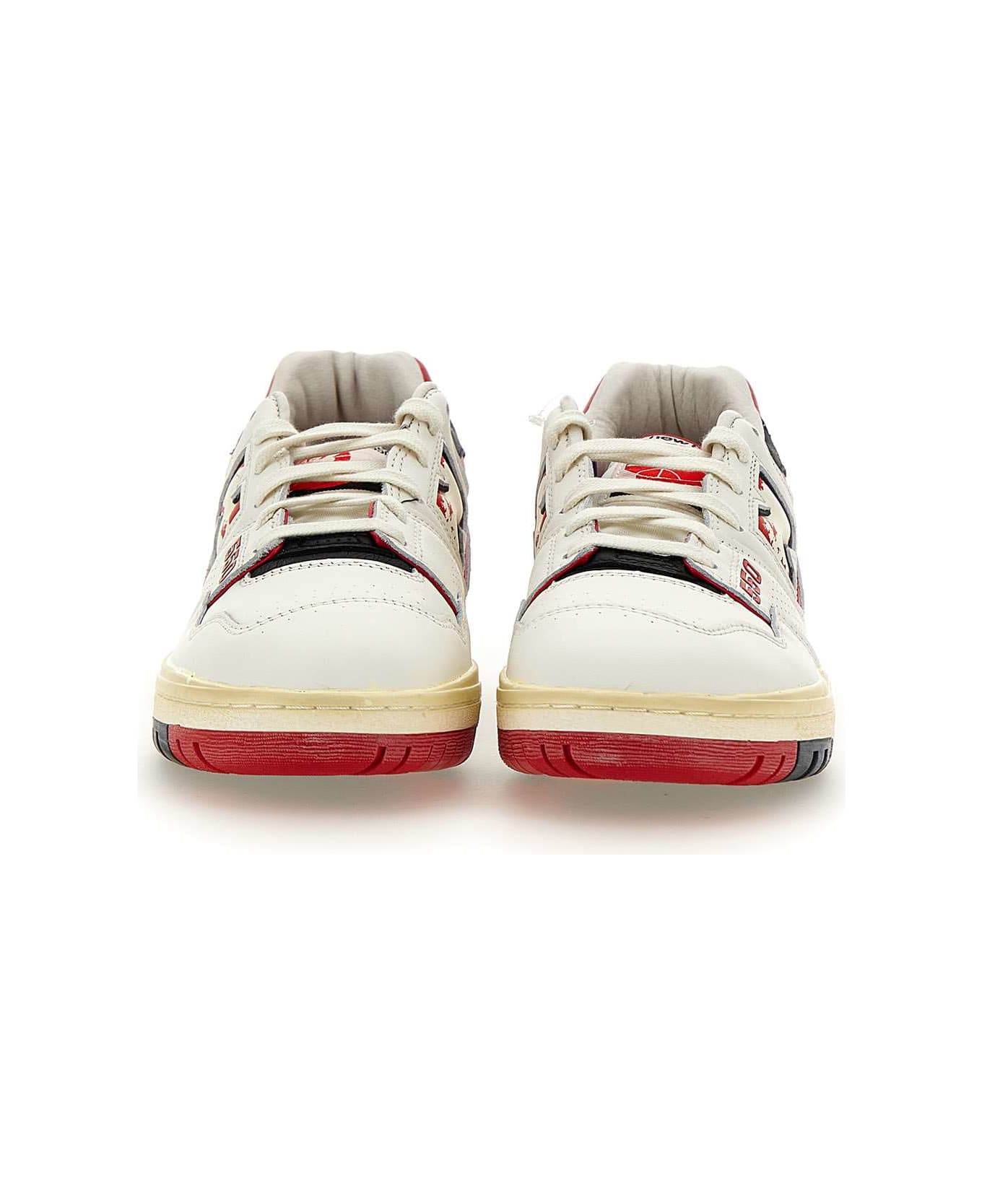 New Balance "bb550vga" Leather Sneakers - WHITE-red