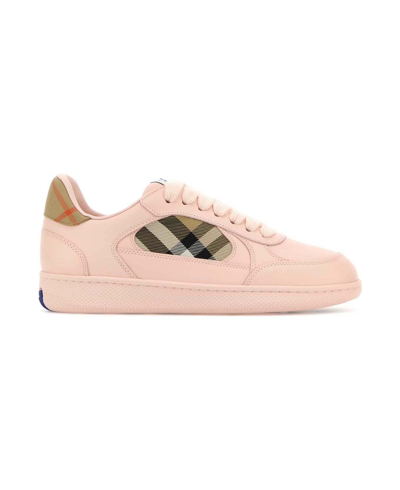 Burberry Pink Leather Terrace Sneakers - FLORA