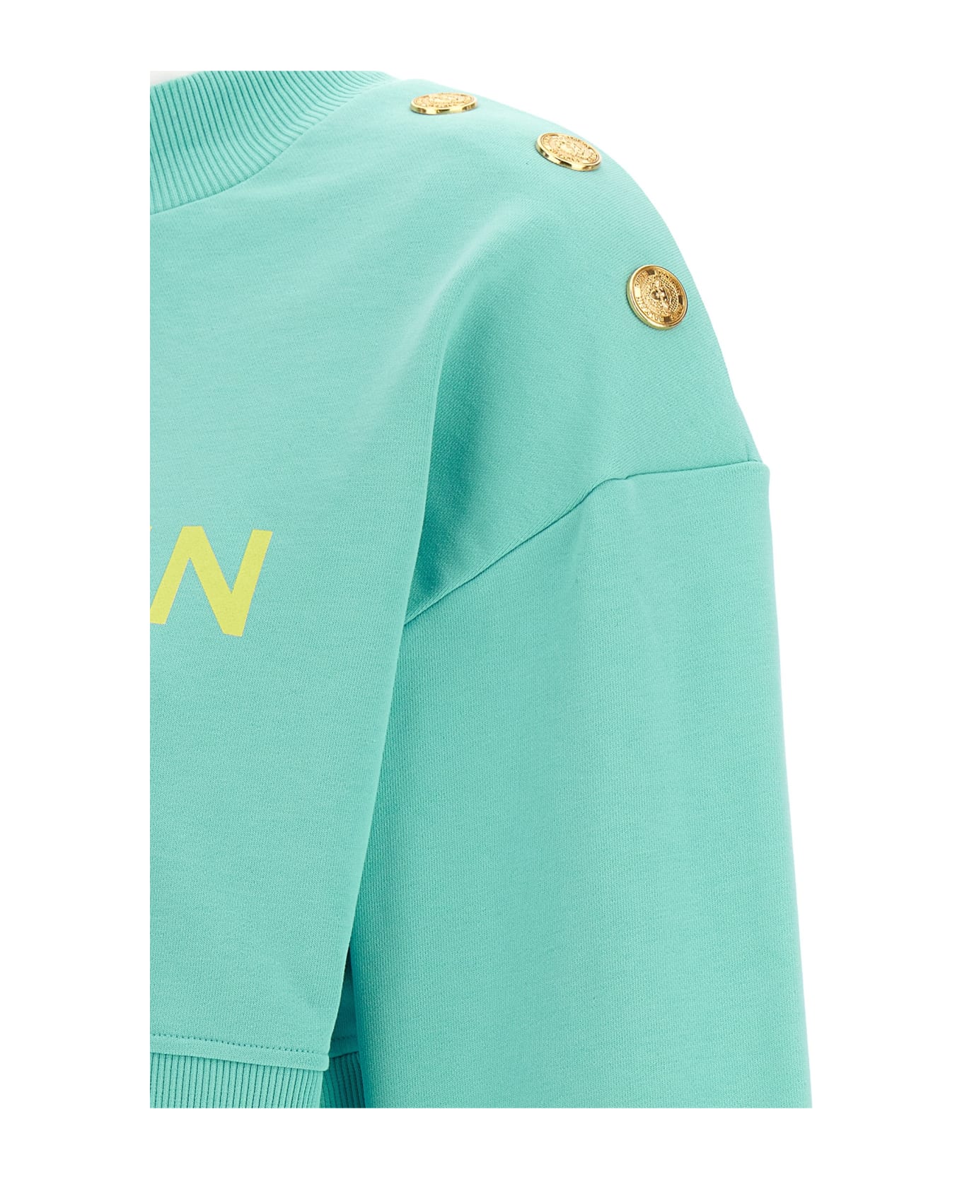 Balmain Cropped Sweatshirt - Light Blue