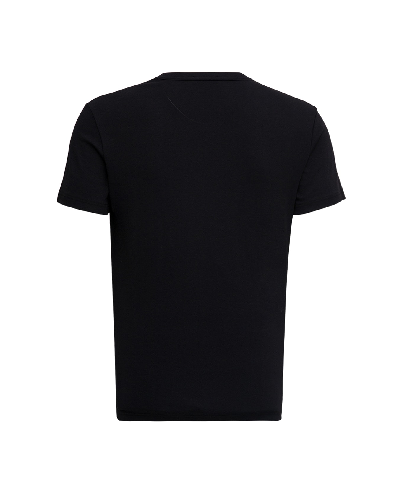Tom Ford Black V-neck T-shirt Short Sleeves In Cotton Stretch Man - Black シャツ