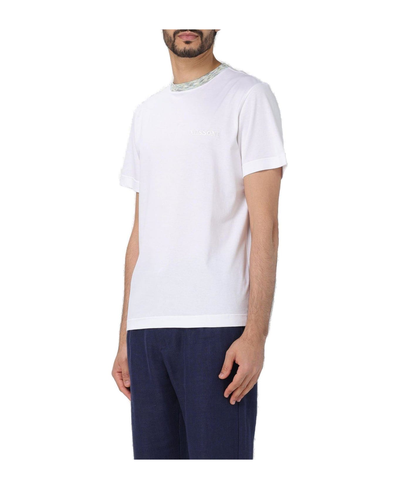 Missoni Logo-embroidered Crewneck T-shirt - White シャツ
