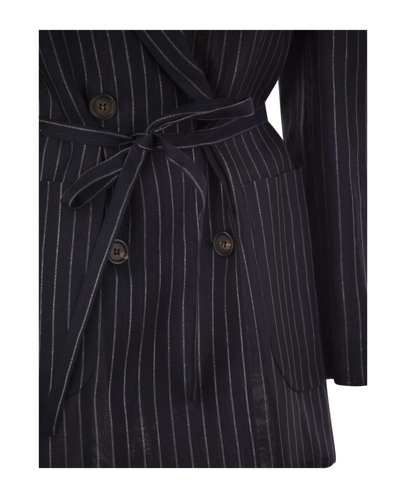 Brunello Cucinelli Sparkling Stripe Cotton Gauze Jacket - Blue