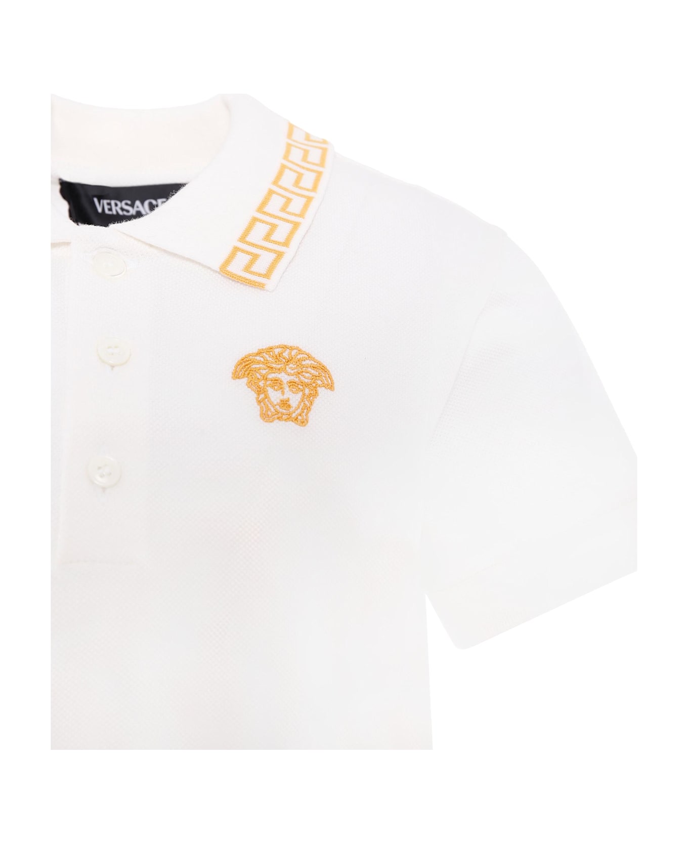 Versace Ivory Polo Shirt With Medusa For Boy - Ivory