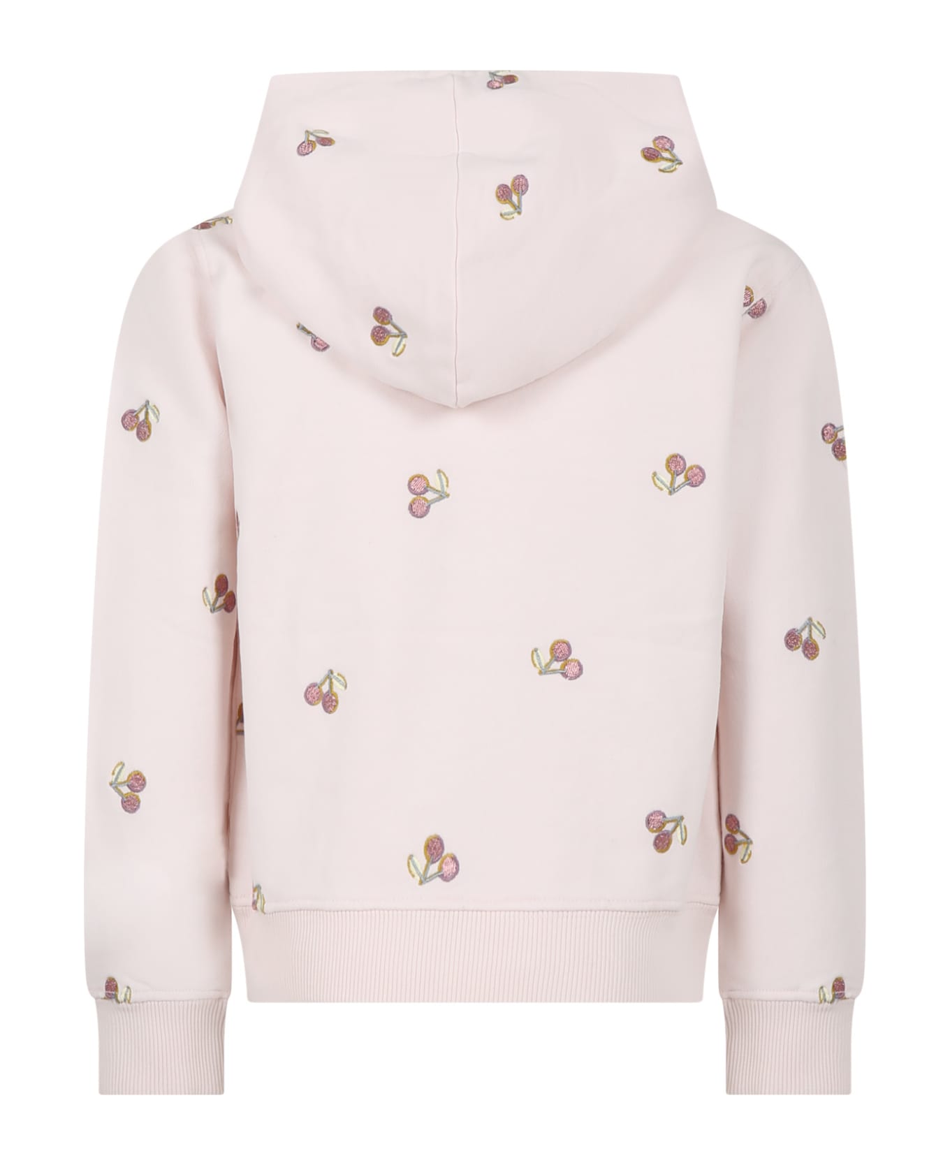 Bonpoint Pink Sweatshirt For Girl With All-over Cherries - Pink
