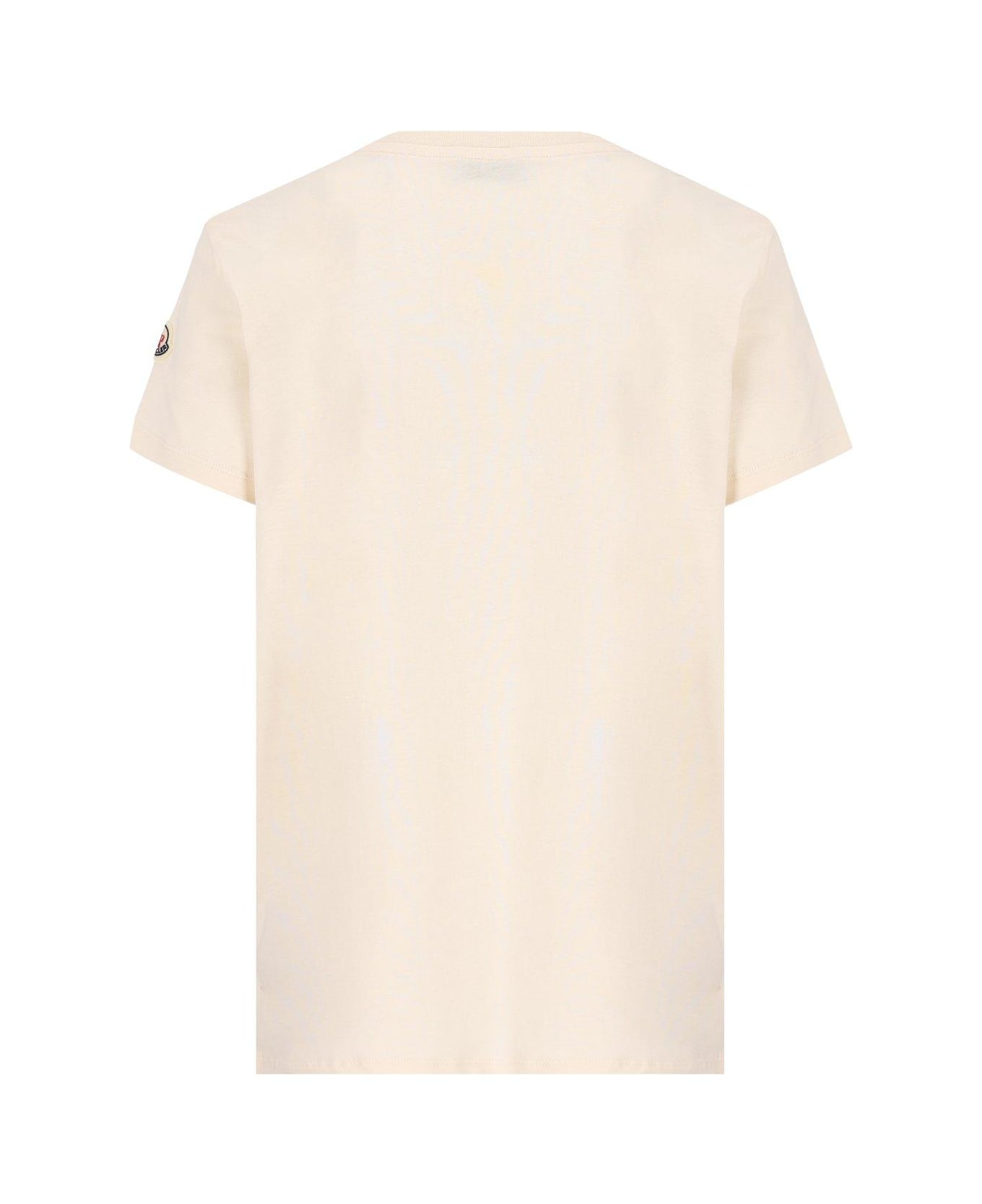 Moncler Logo Embellished Crewneck T-shirt - Beige