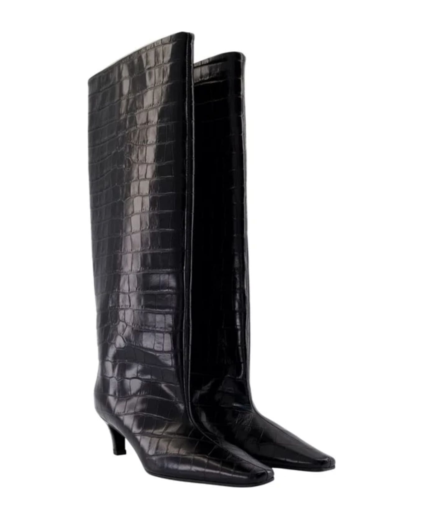 Totême Crocodile Embossed Wide Leg Boot - N Ero