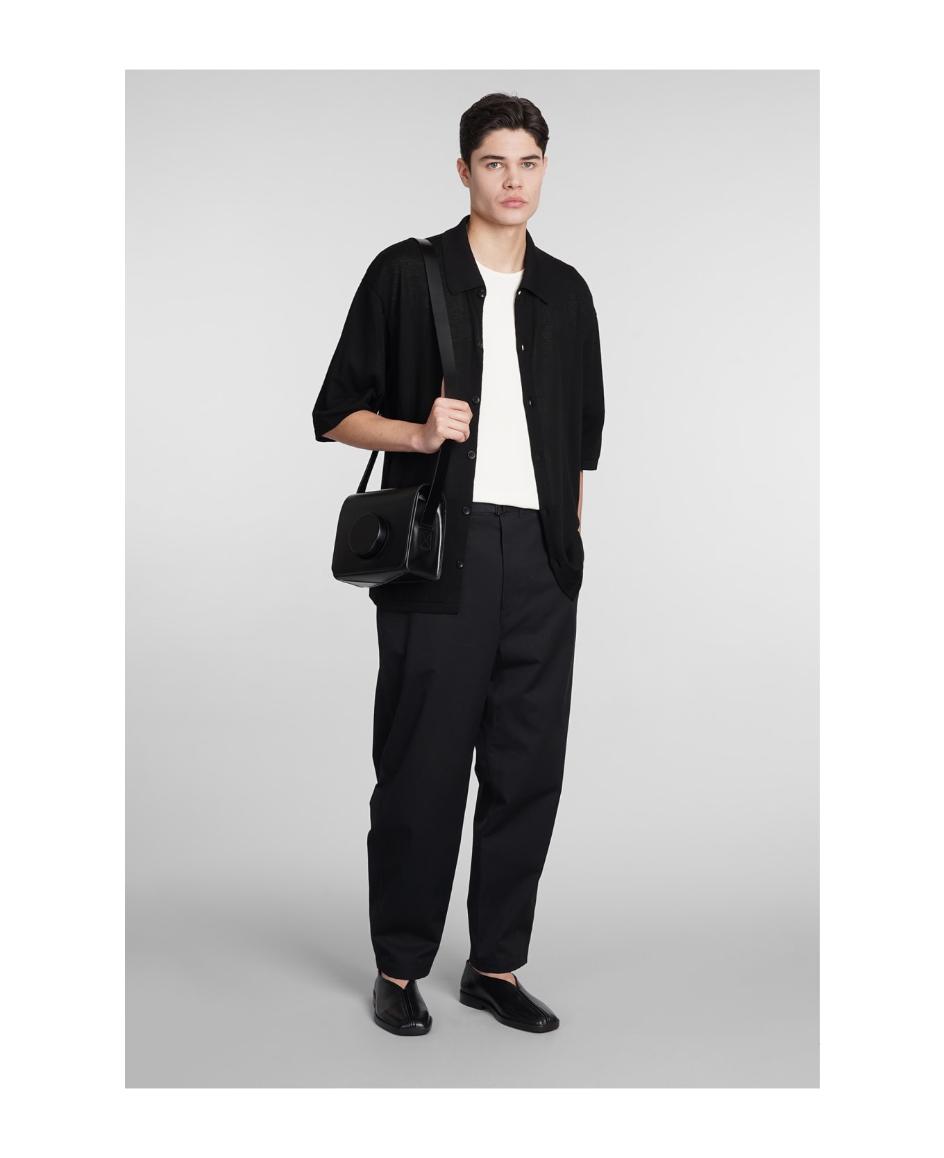 Lemaire Short-sleeved Knitted Shirt - Black