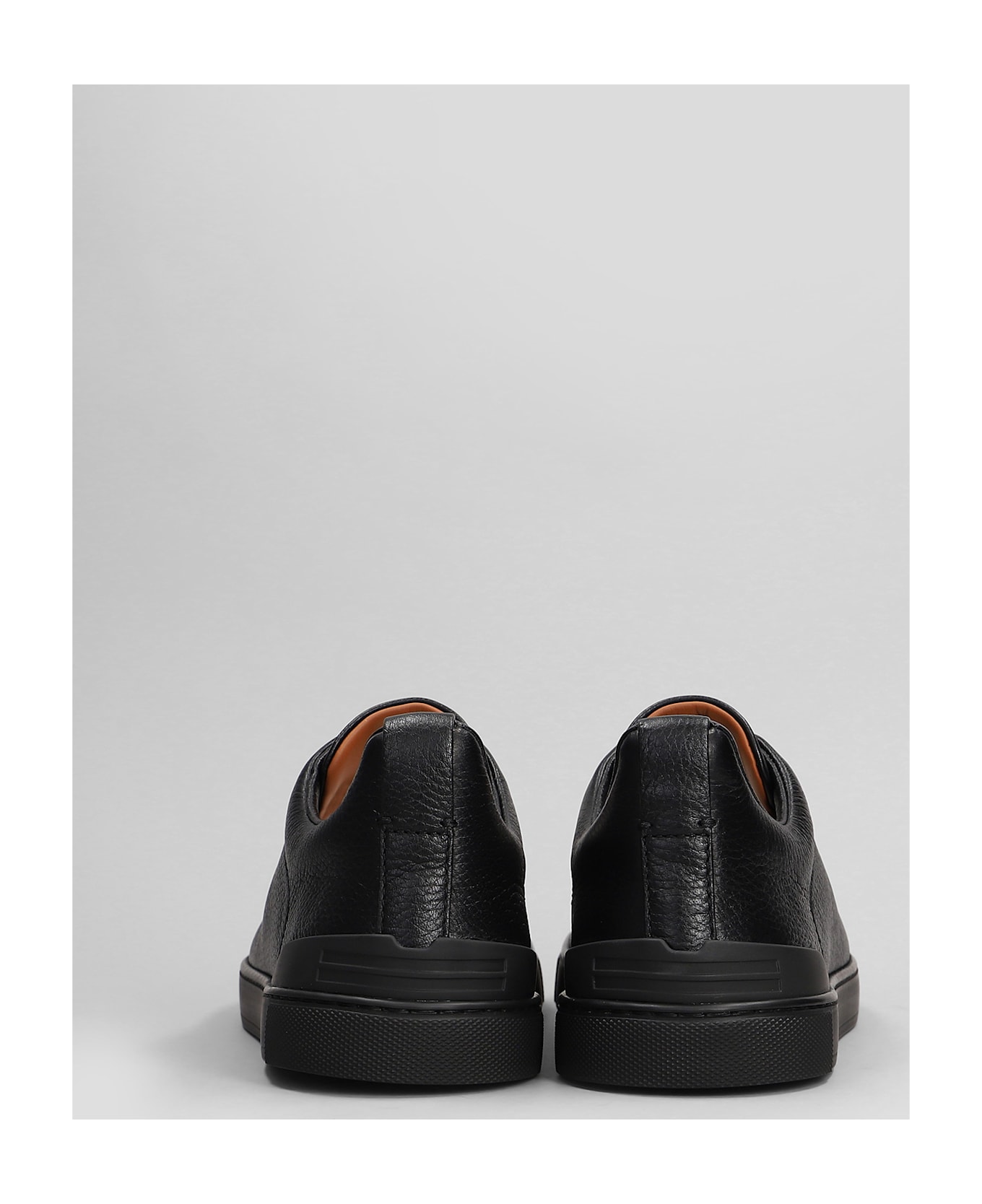 Zegna Triple Stich Sneakers In Black Leather - black