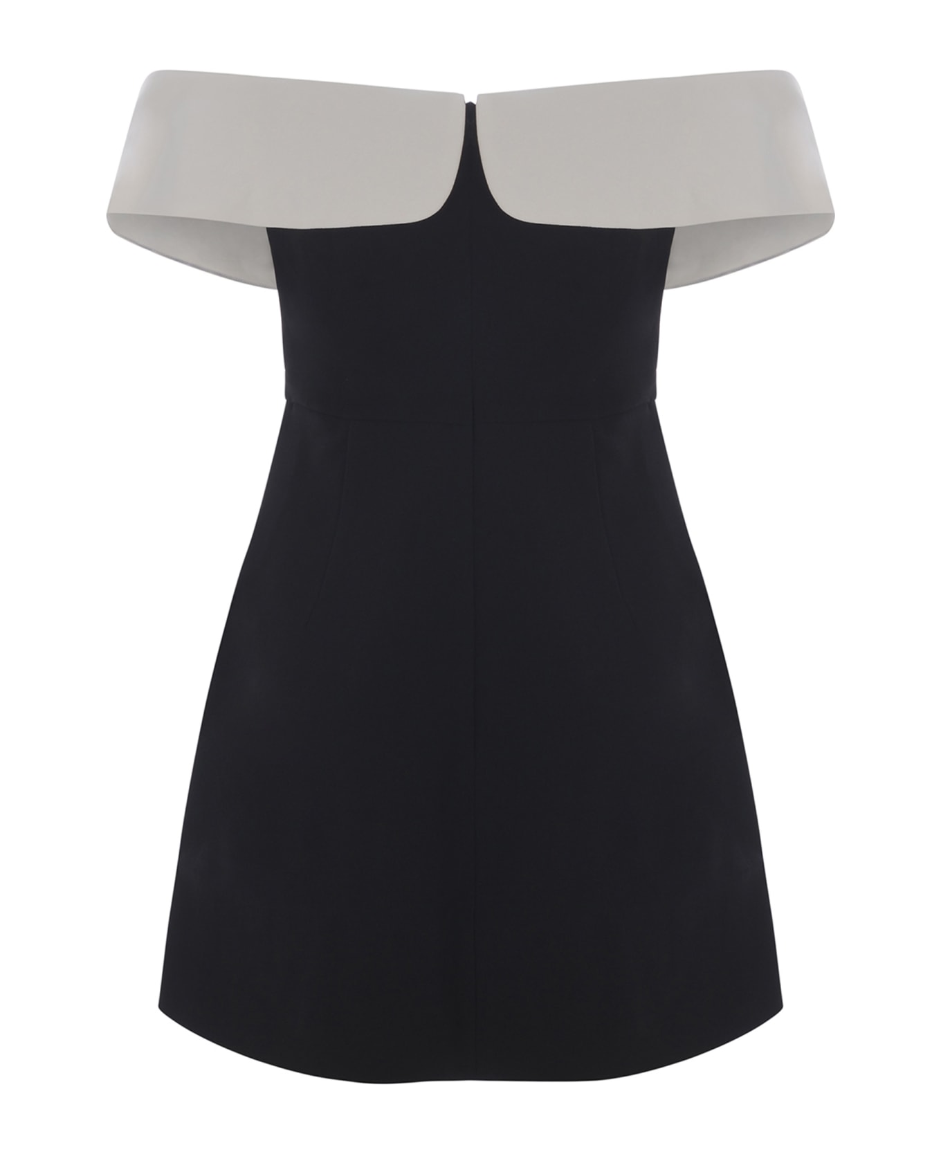 self-portrait Black And White Off-shoulder Mini Dress In Polyester Woman - Nero