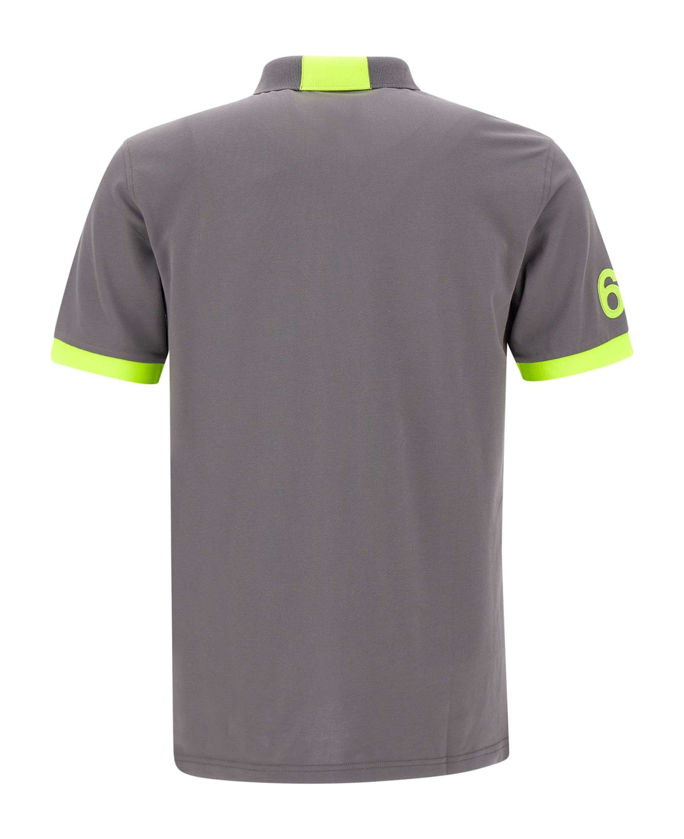 Sun 68 "fluo Logo" Cotton Polo Shirt - GREY