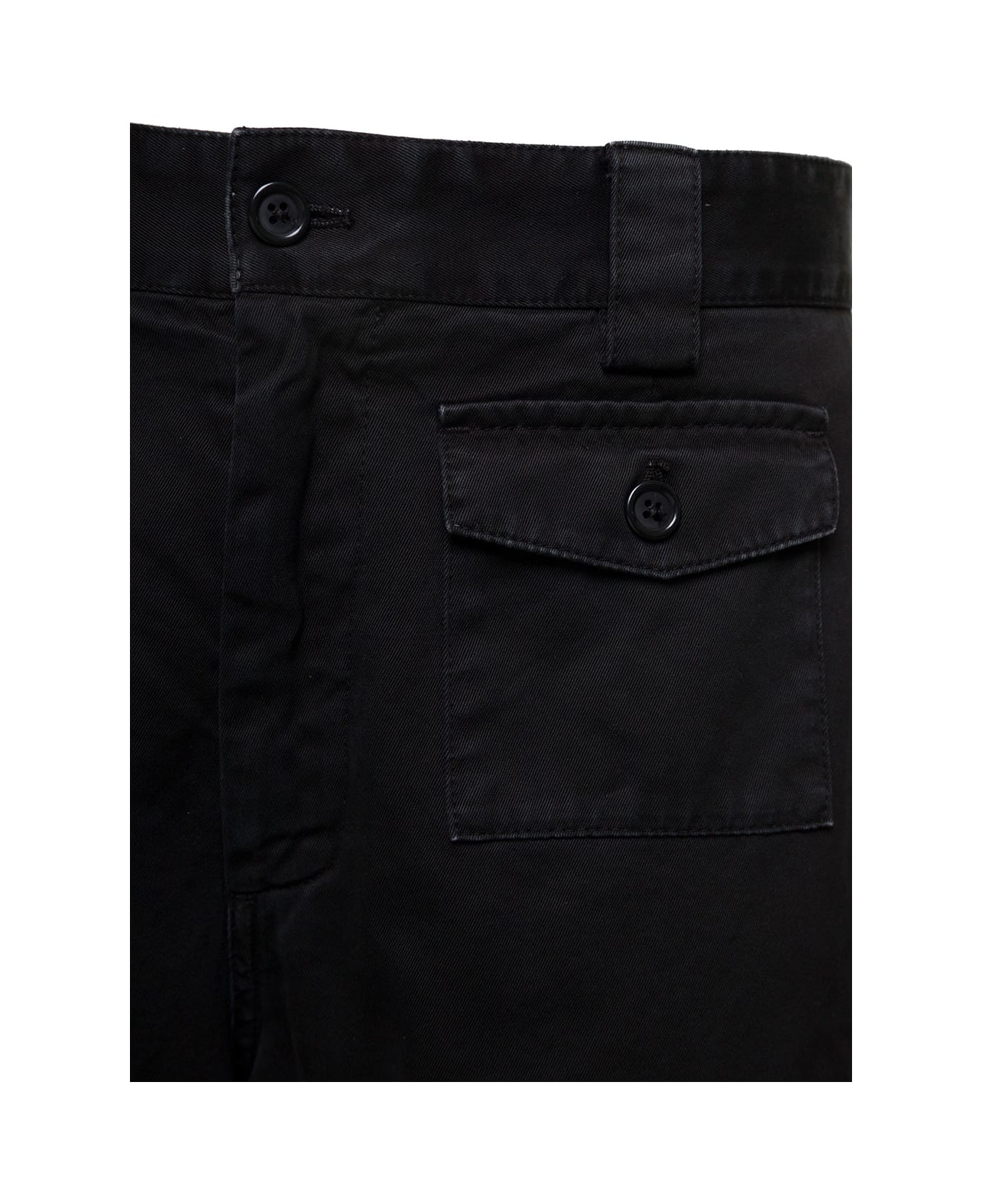 Dolce & Gabbana Black Cargo Pants With Multi-pockets In Cotton Man - Black ボトムス