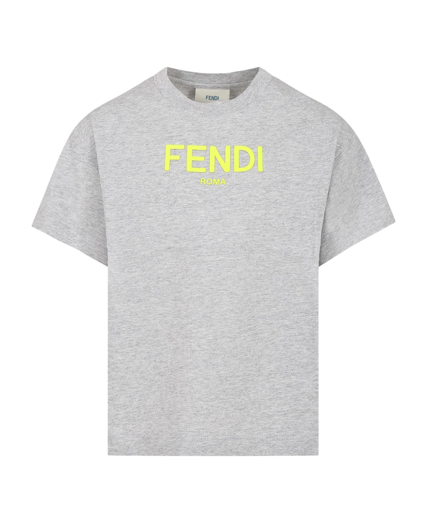 Fendi Grey T-shirt For Kids With Logo - Grey