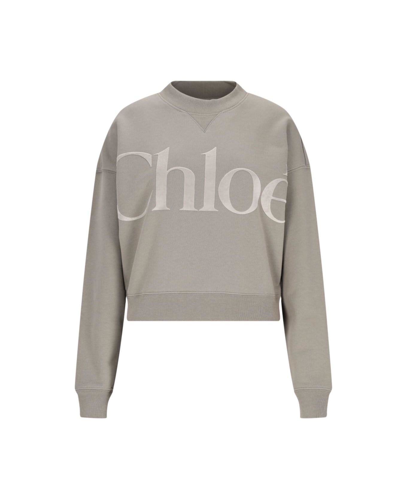 Chloé Logo Crewneck Sweatshirt - Grigio