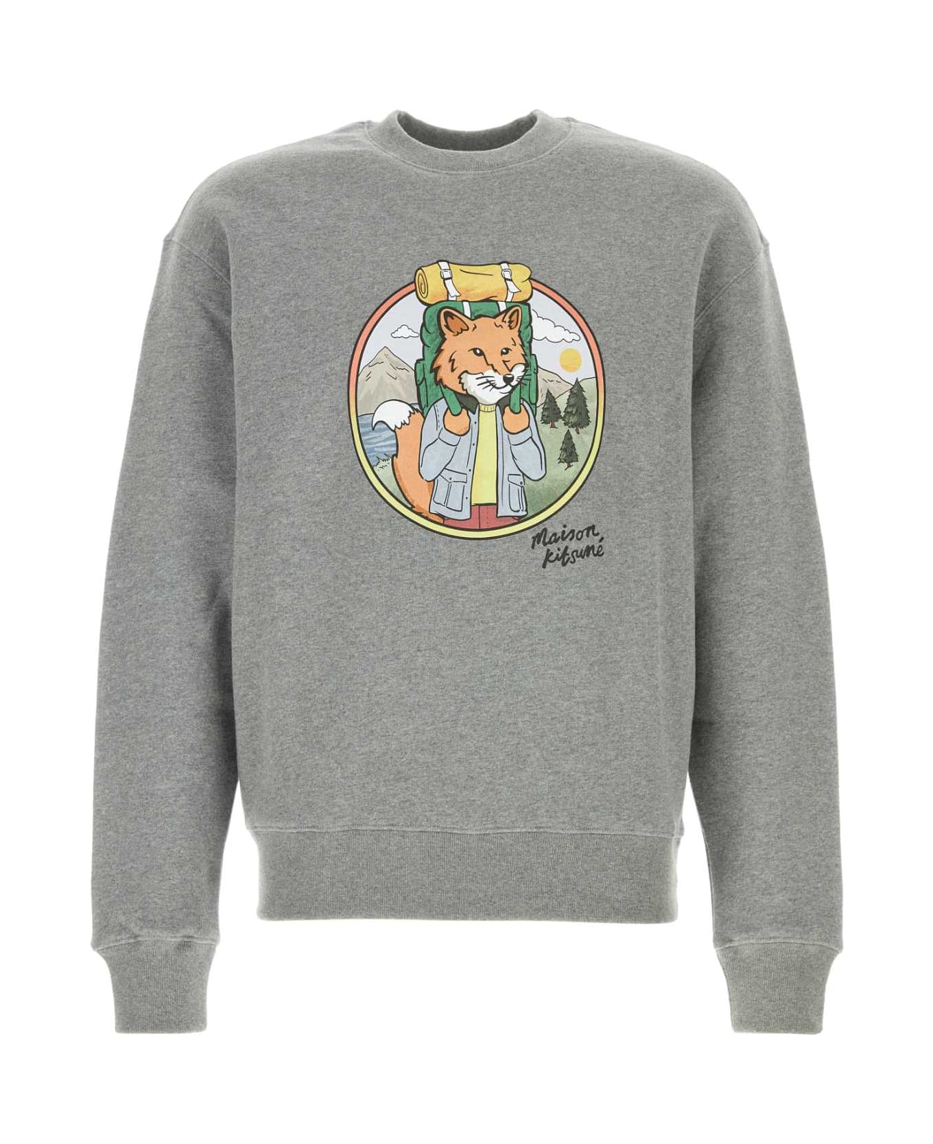 Maison Kitsuné Melange Grey Cotton Sweatshirt - MEDIUMGREYMELANGE