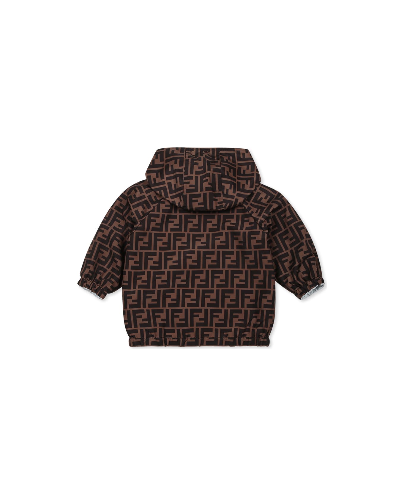 Fendi Light Blue Windbreaker Jacket For Baby Boy With Ff - Light Blue