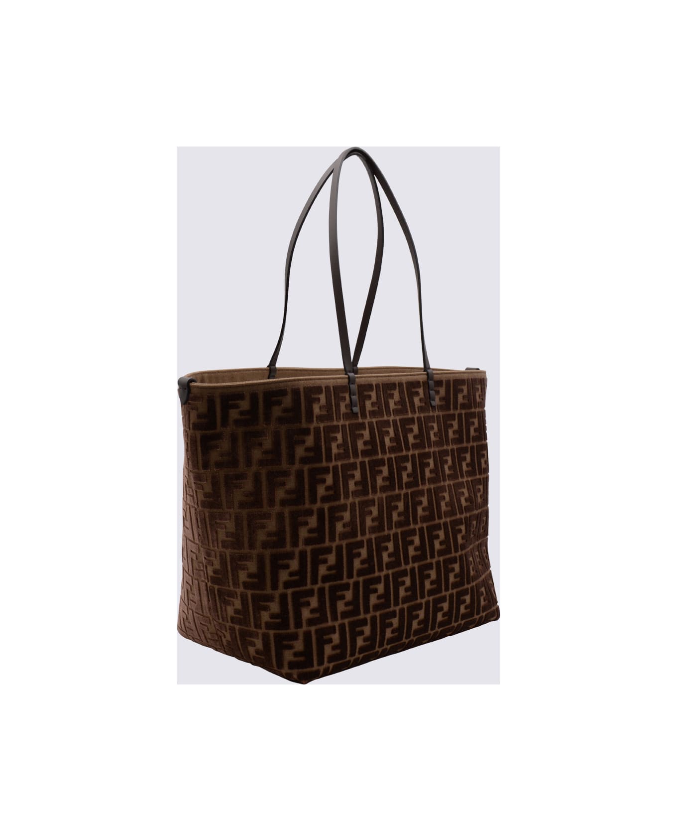Fendi Brown Roll Large Zucca Velvet Tote - CHOCOLATE+OS