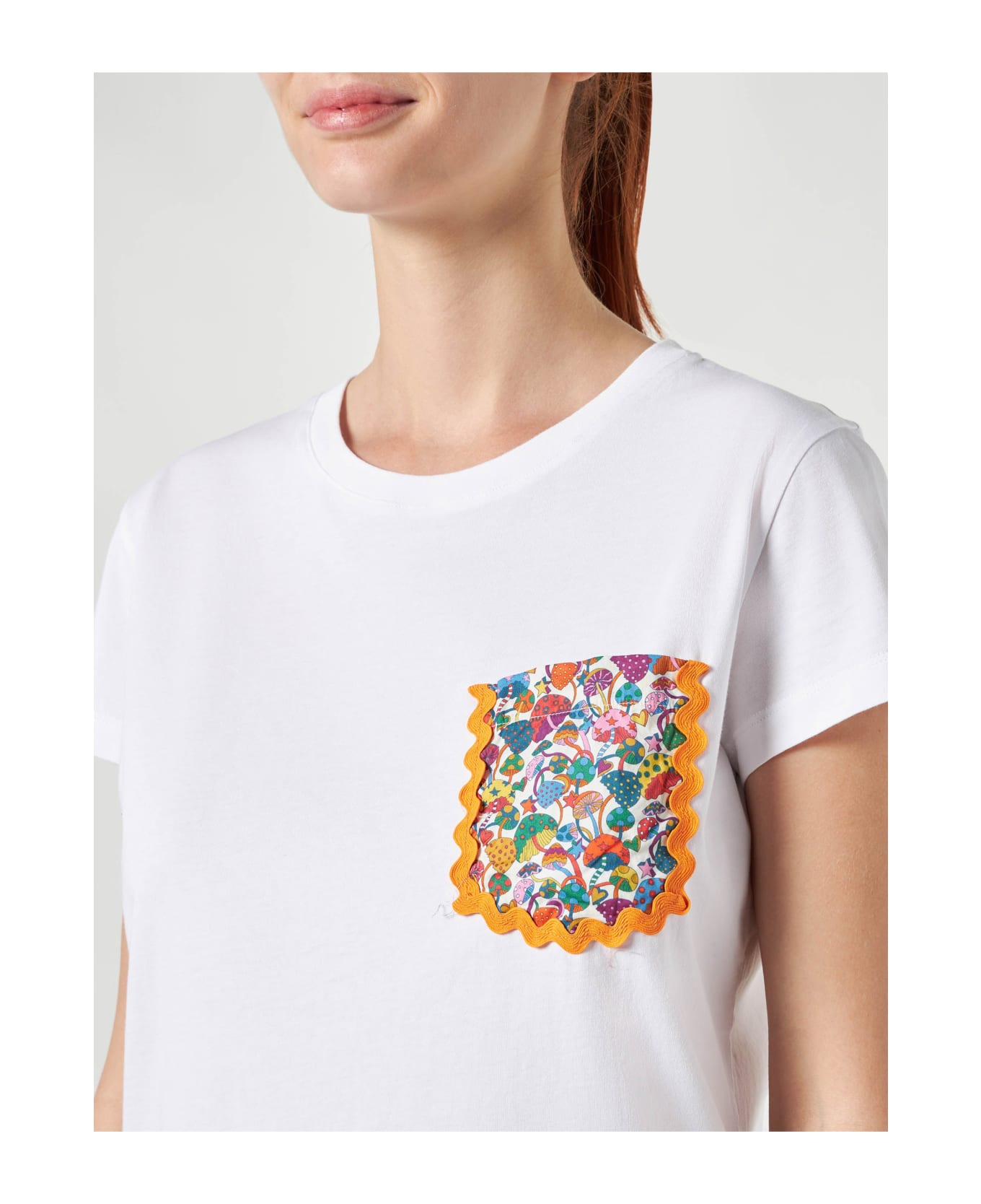 MC2 Saint Barth Woman Cotton T-shirt With Pocket - MULTICOLOR