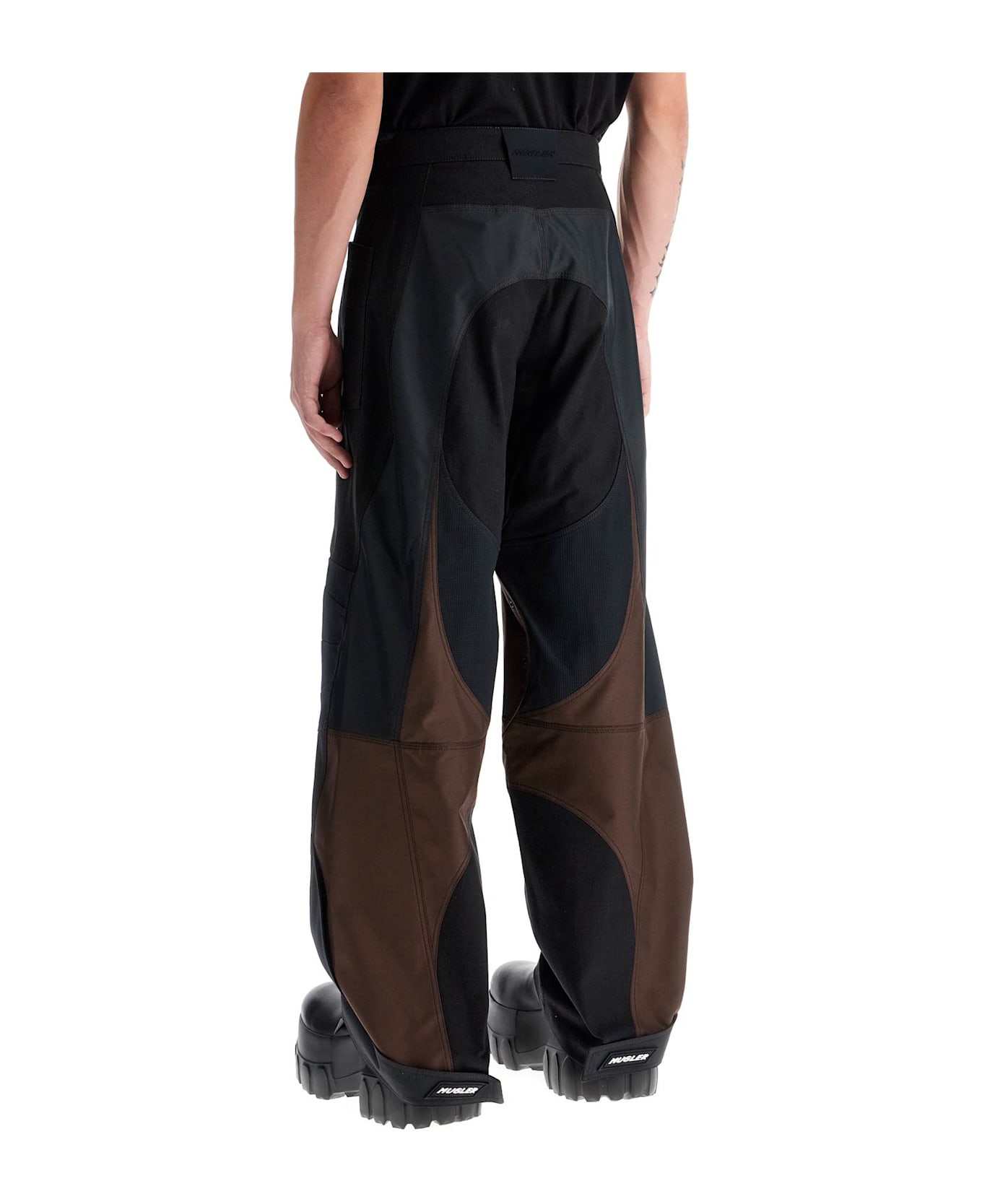 Mugler Patchwork Cargo Pants With - BLACK DARK CHOCOLATE (Brown)