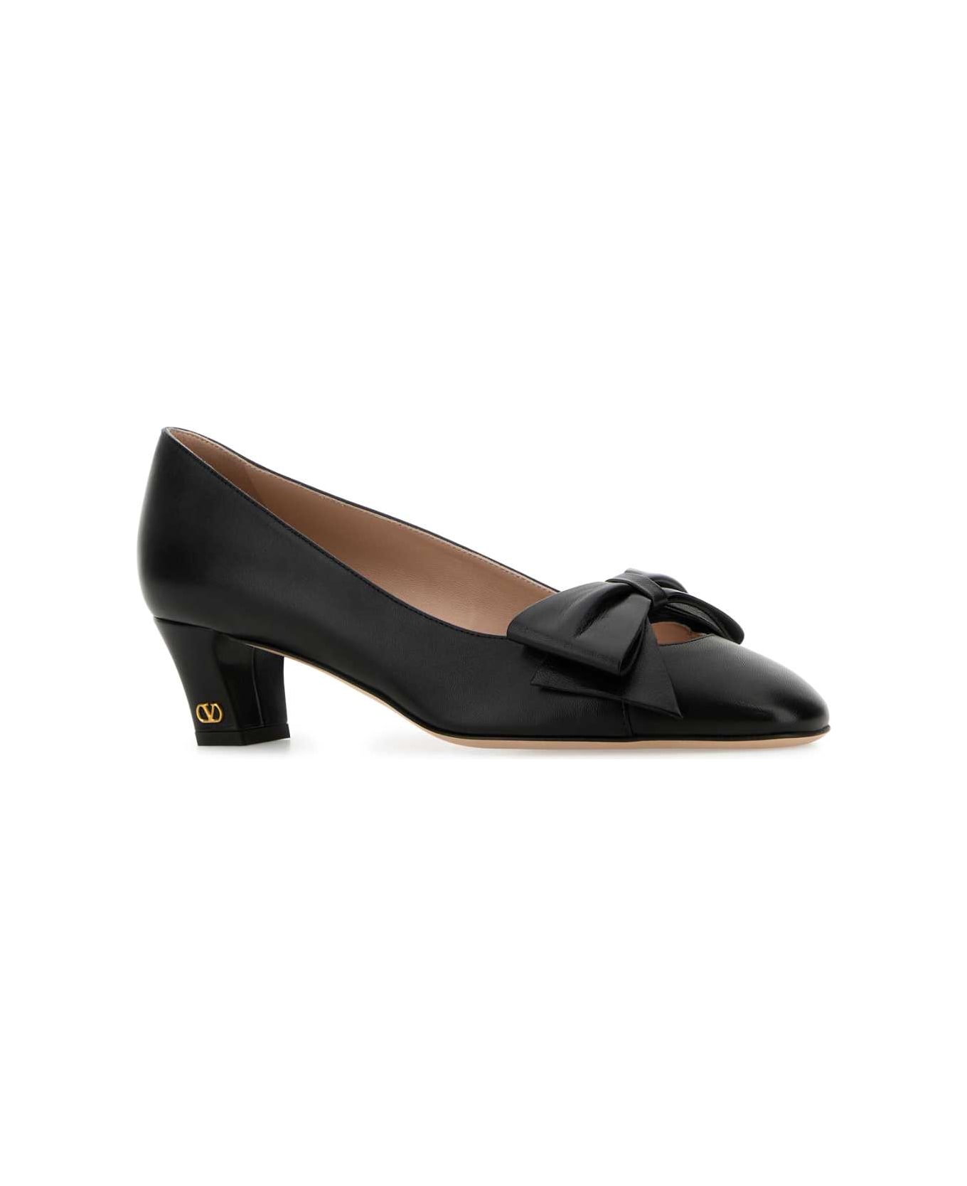 Valentino Garavani Black Leather Bowow Pumps - NERO