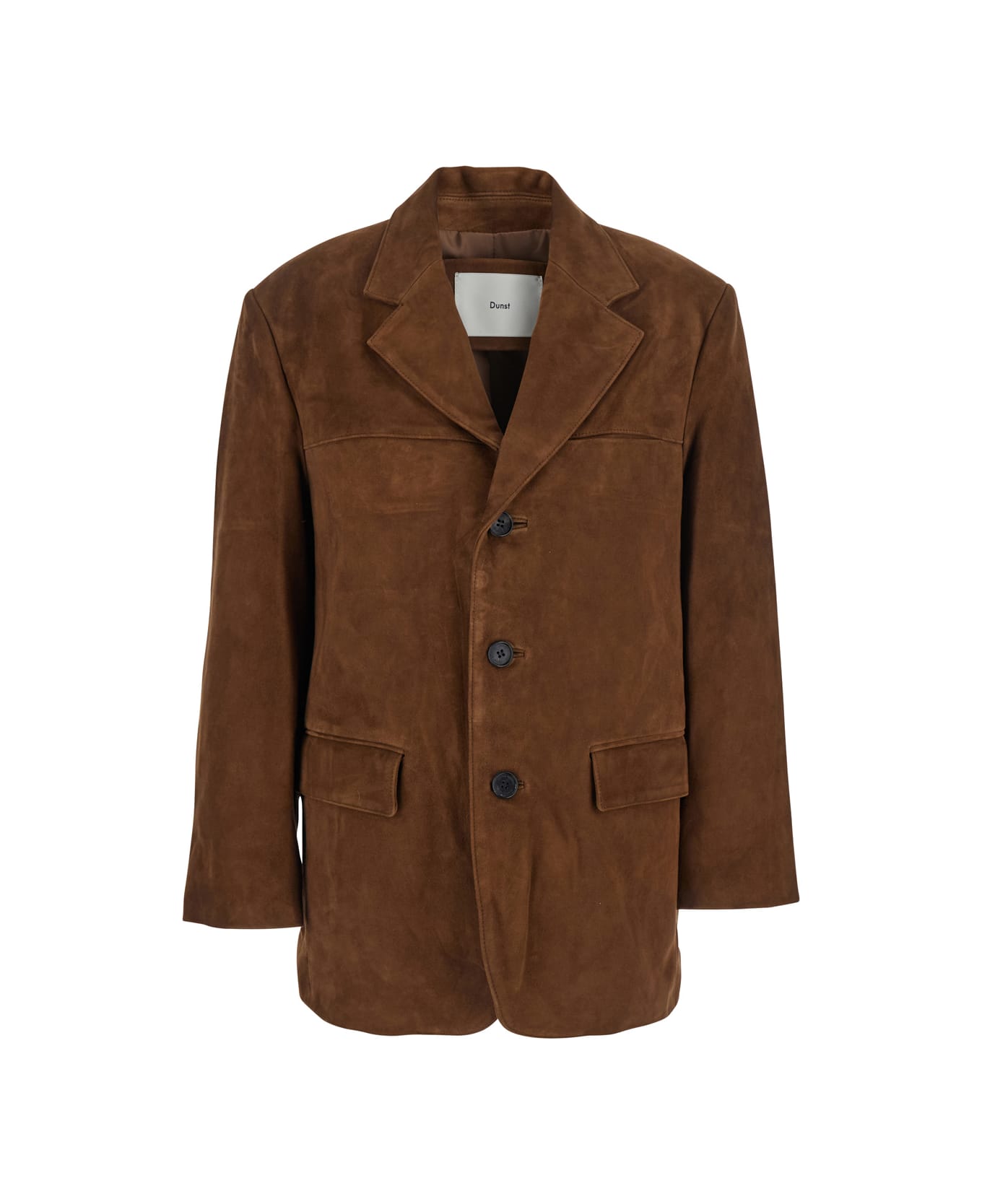 Dunst Brown Single-breasted Jacket With Classic Lapels In Suede Woman - Brown