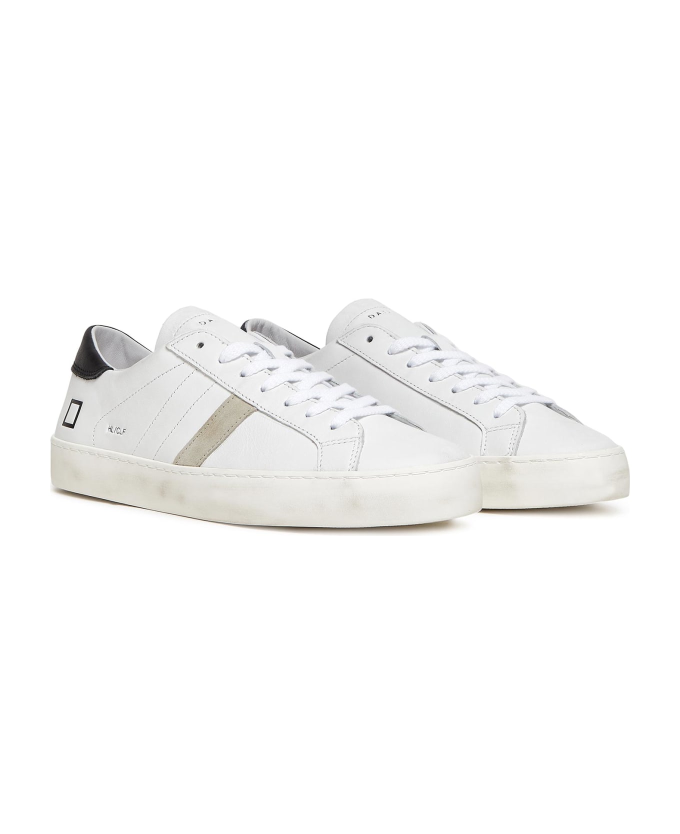 D.A.T.E. Hill Low Sneaker In Leather - WHITE BLACK