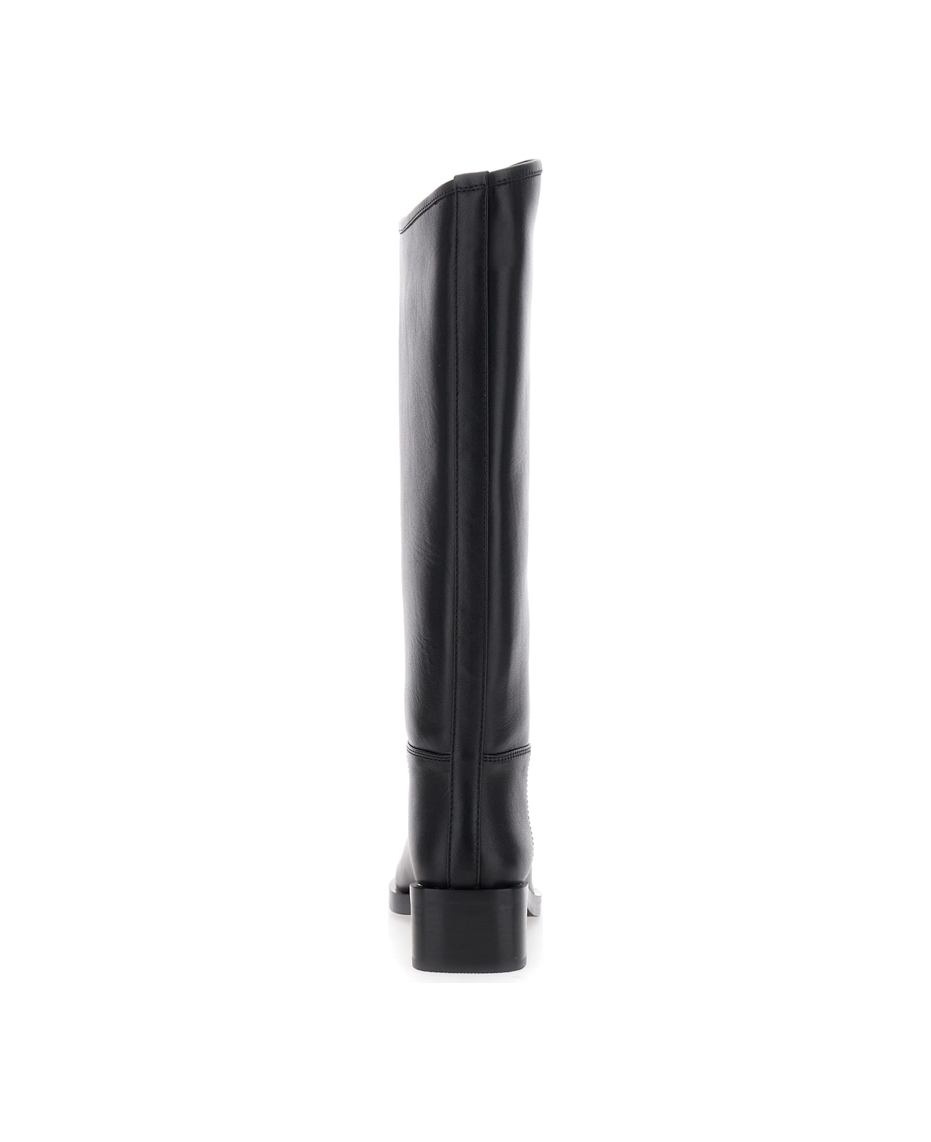 Jeffrey Campbell Black Knee High Boots With Block Heel In Leather Woman - Black