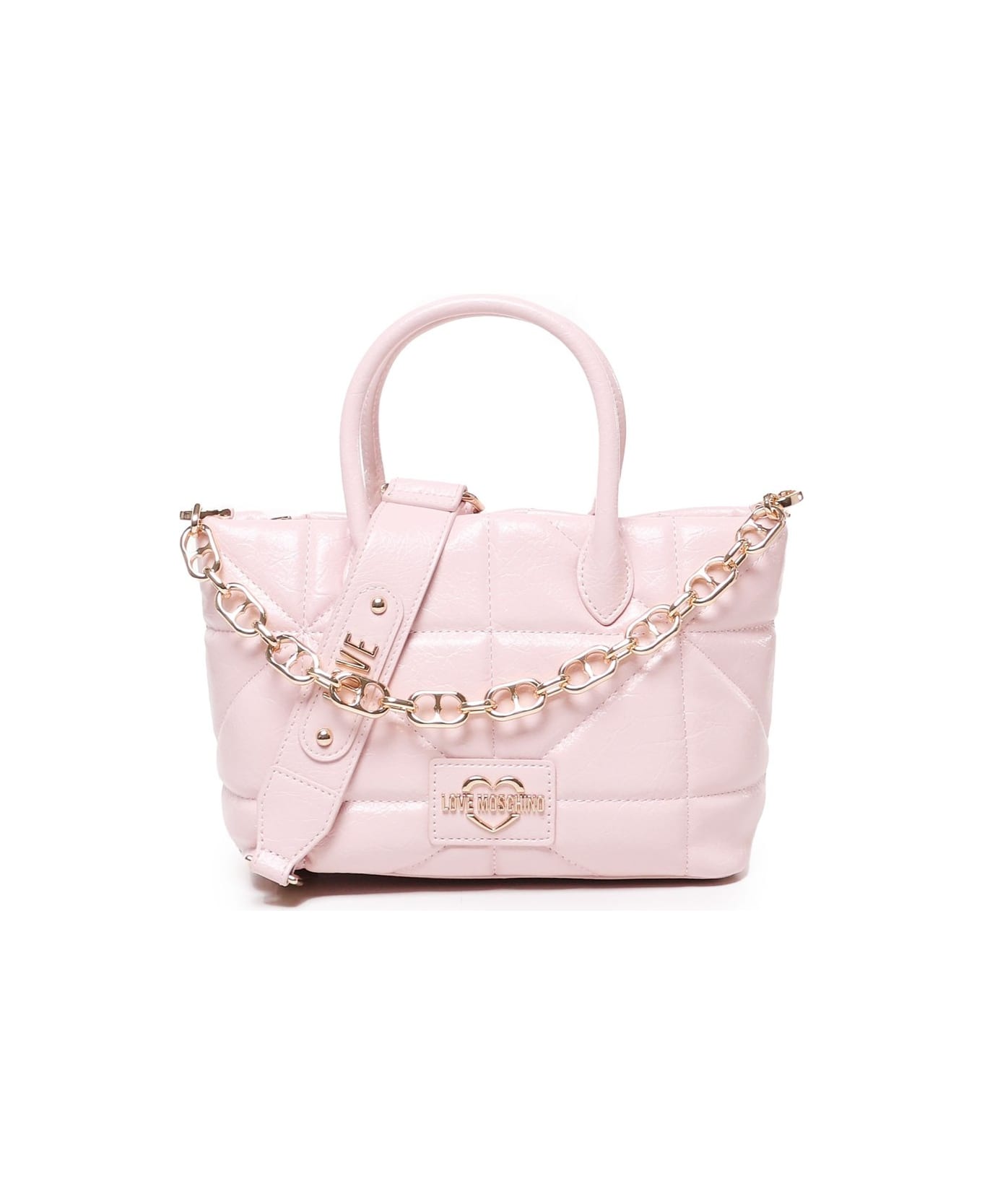 Love Moschino Logo-lettering Chain Linked Crossbody Bag - Pink