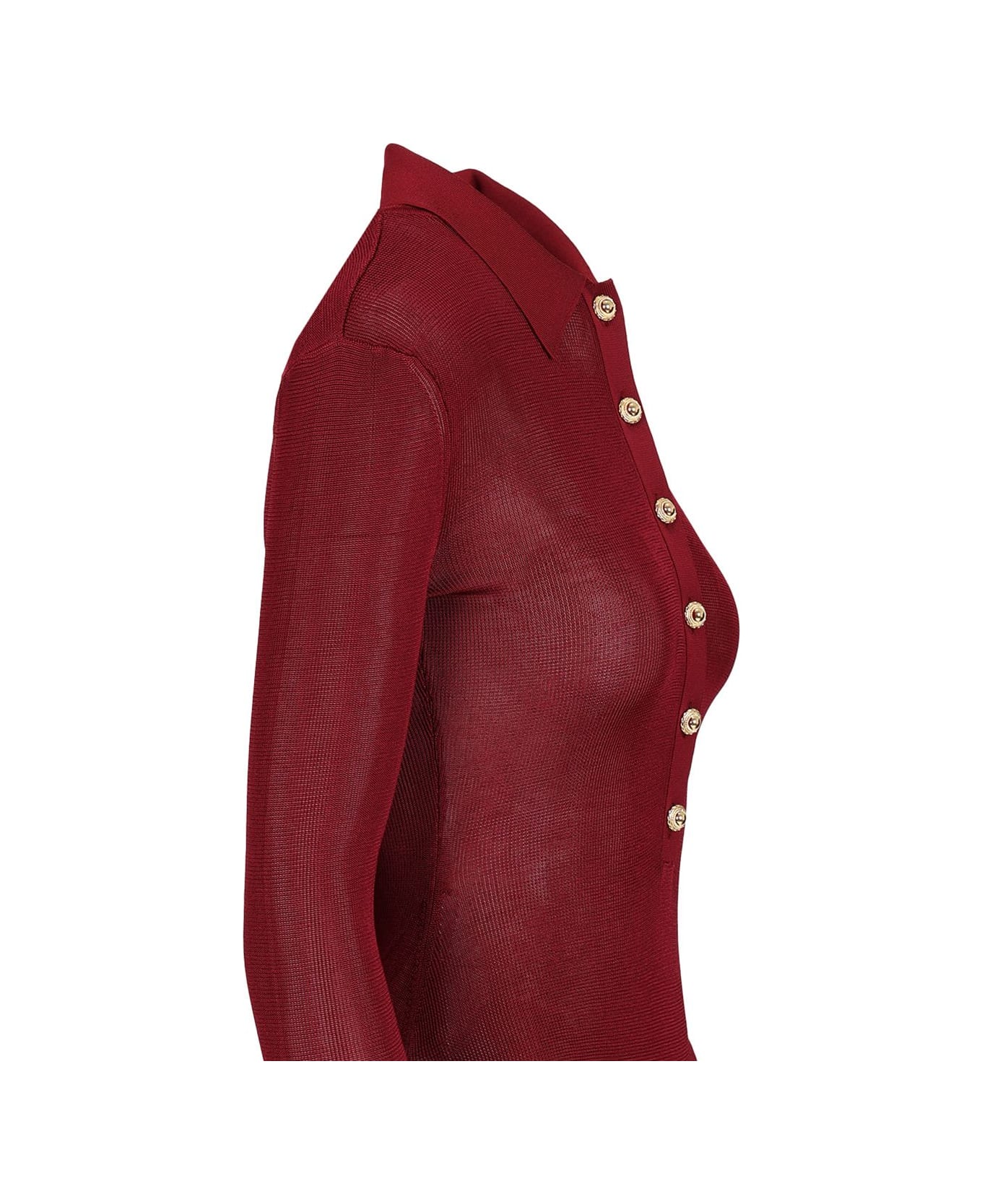 self-portrait Viscose Knitted Bodysuit - BORDEAUX