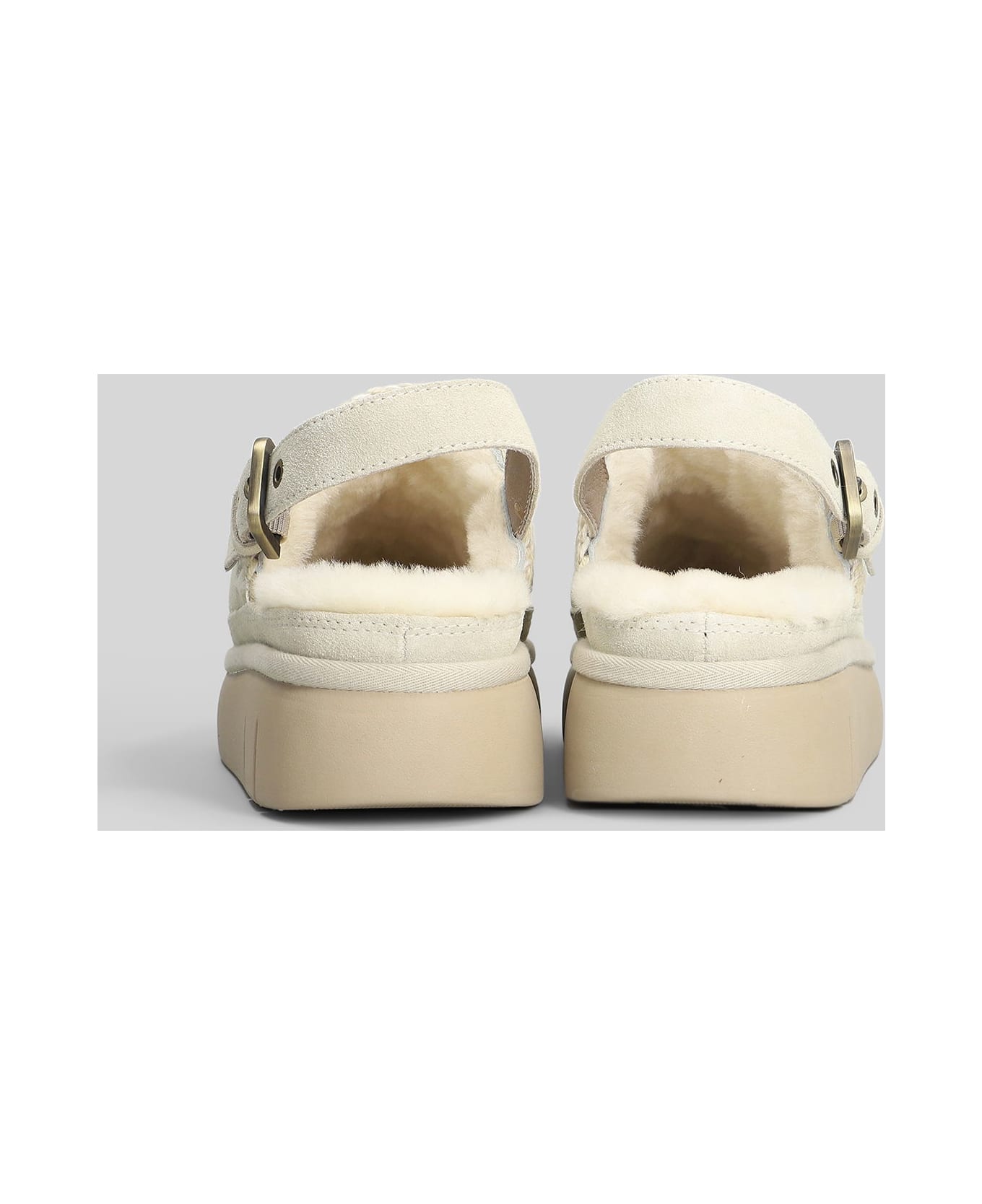 Mou Bounce Clog Slipper-mule In Grey Suede - grey