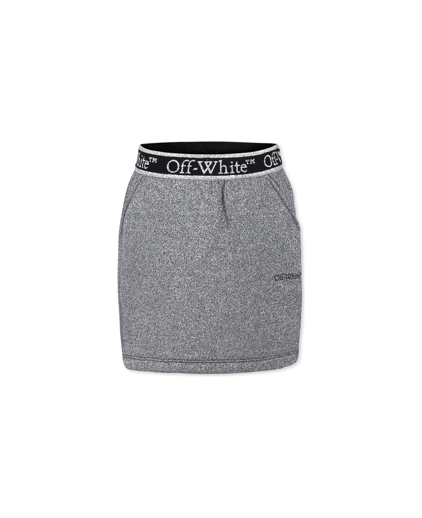 Off-White Grey Skirt For Girl With Logo - Grey