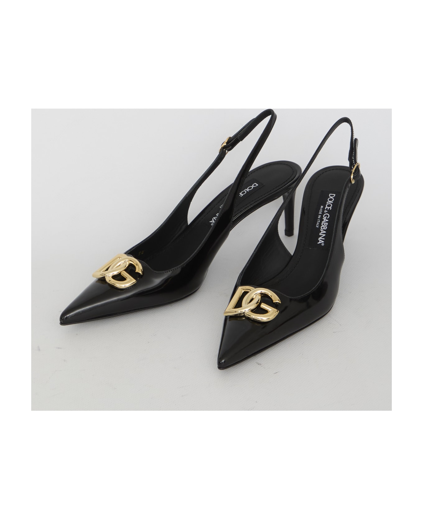 Dolce & Gabbana Slingback In Shiny Leather - Nero