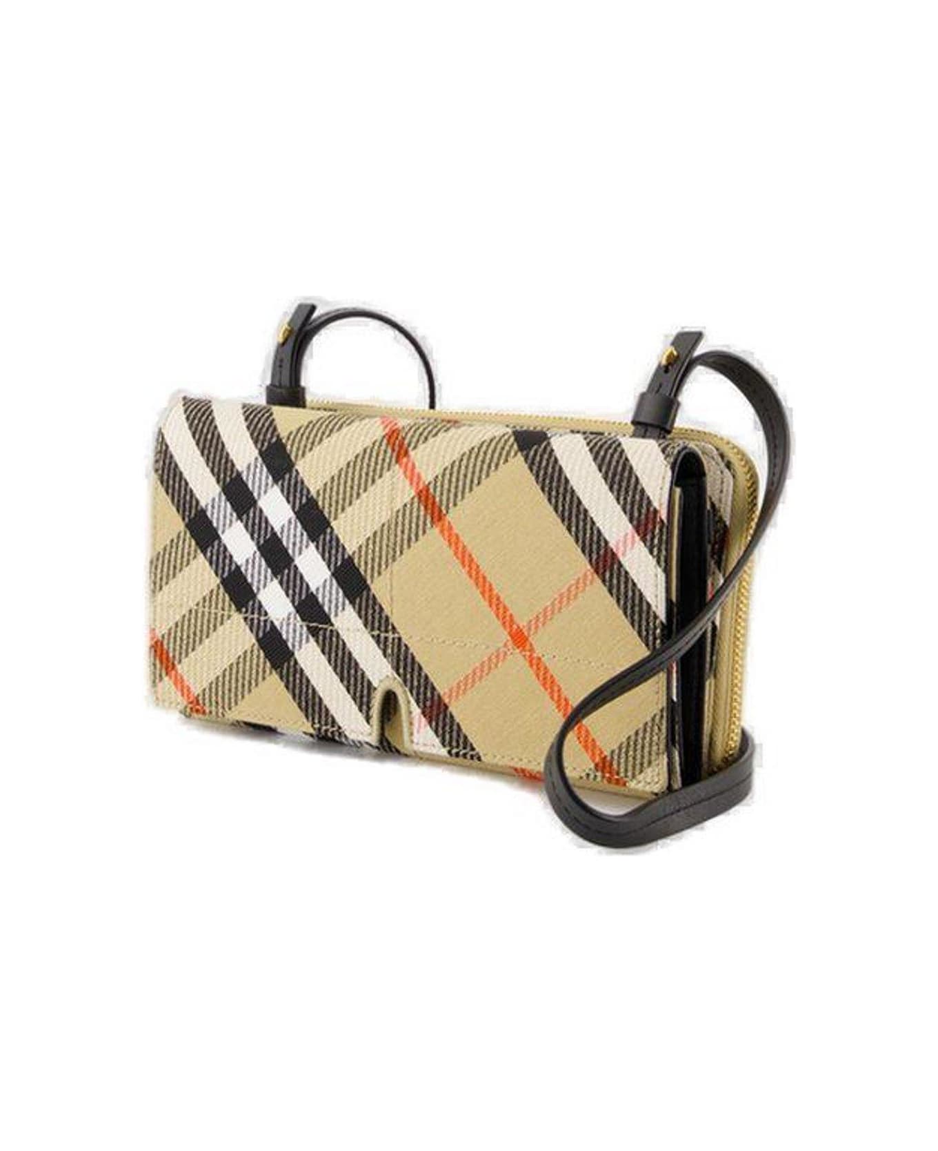 Burberry Snip Checked Foldover-top Pouch - Sand