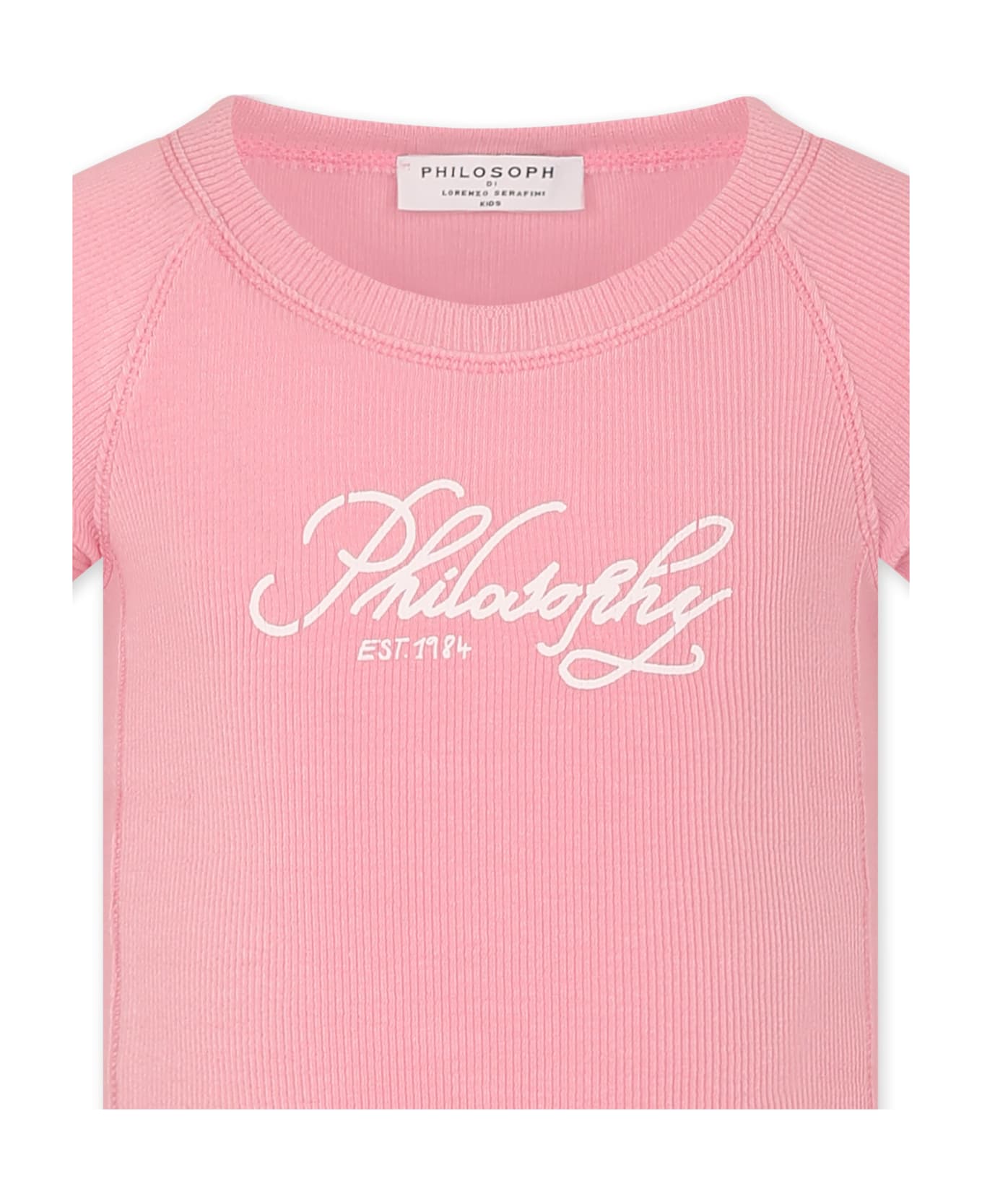 Philosophy di Lorenzo Serafini Kids Pink T-shirt For Girl With Logo - Pink