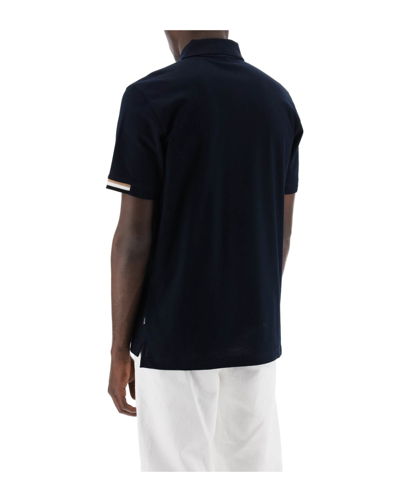 Hugo Boss Parlay Polo Shirt With Stripe Detail - Blue