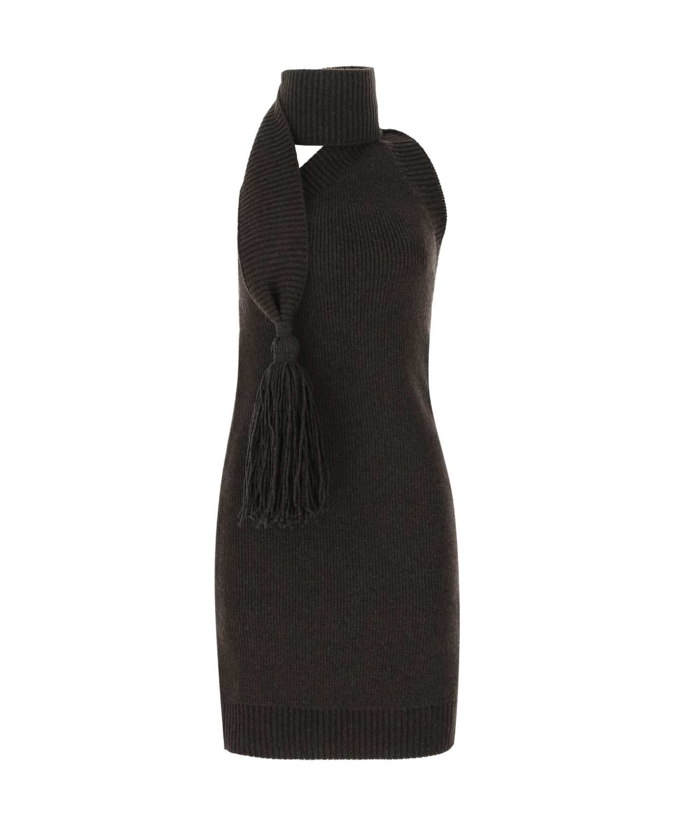Bottega Veneta Dark Brown Wool Mini Dress - 2113