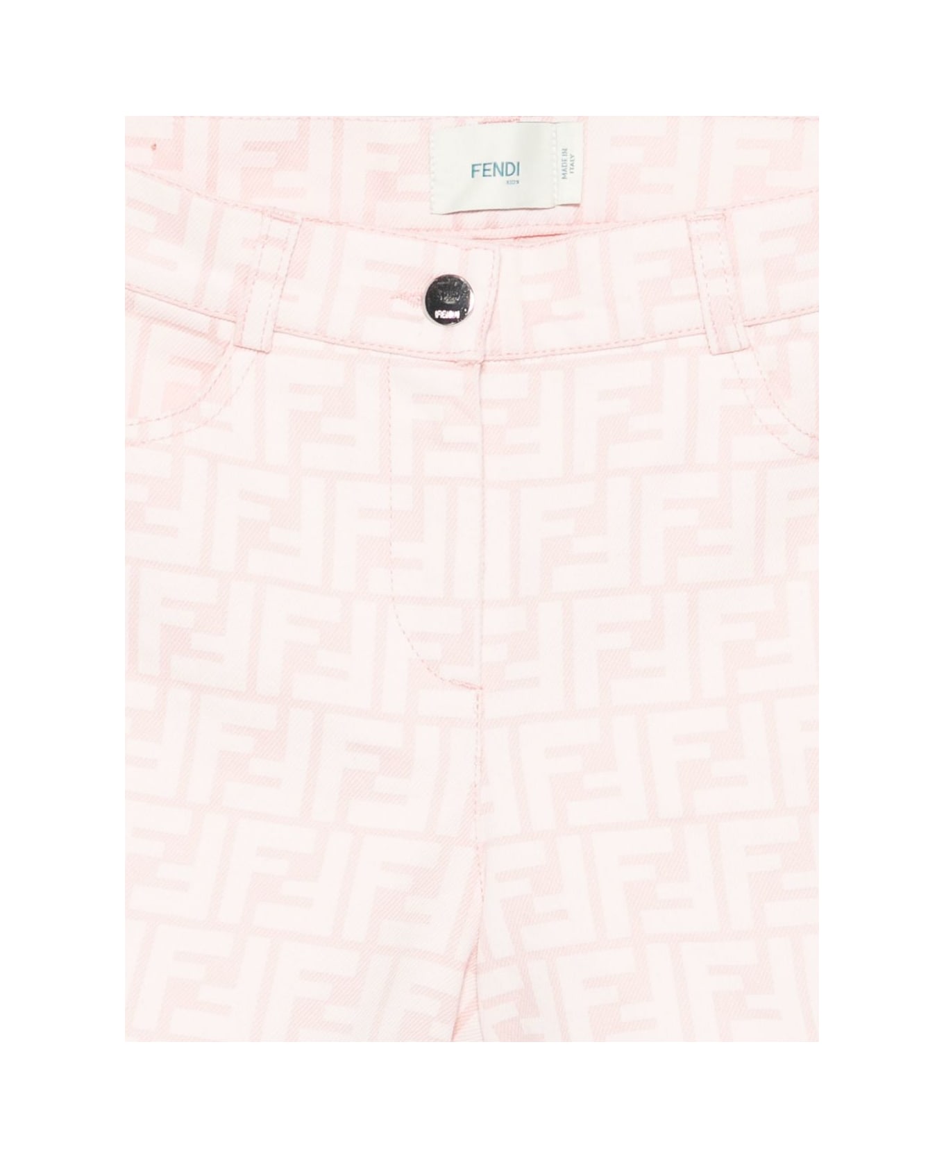 Fendi Kids Junior Shorts In Pink Cotton Denim. - Pink