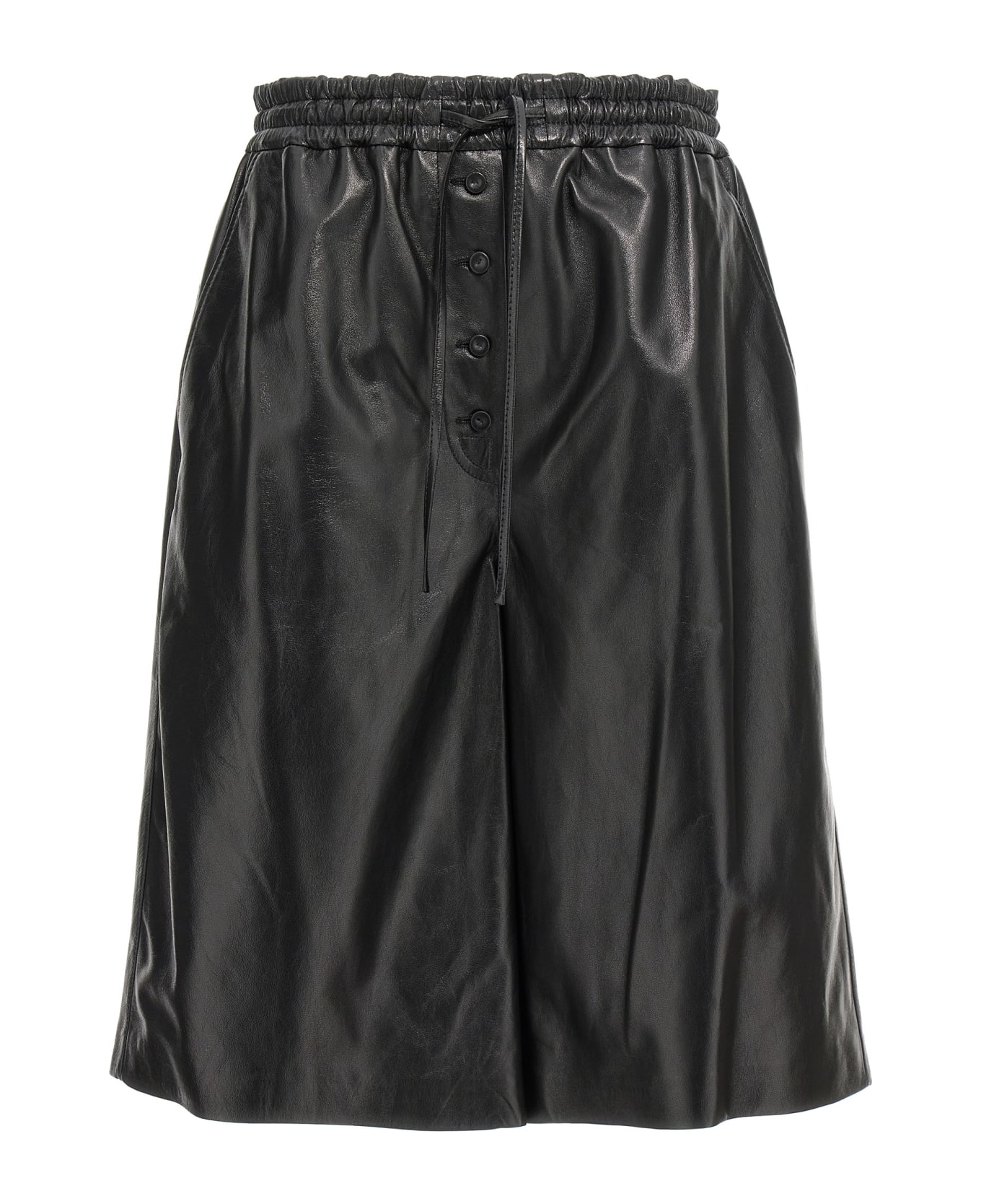 Jil Sander Black Leather Shorts - Black