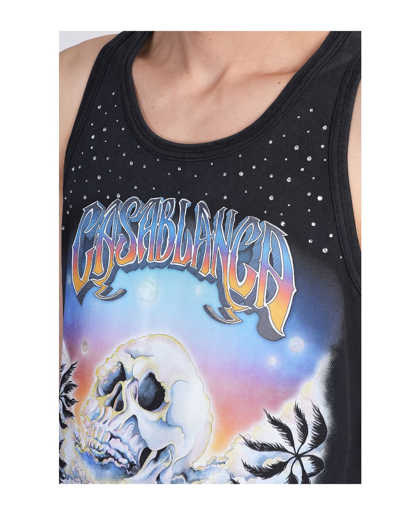 Casablanca Tank Top In Black Cotton - black