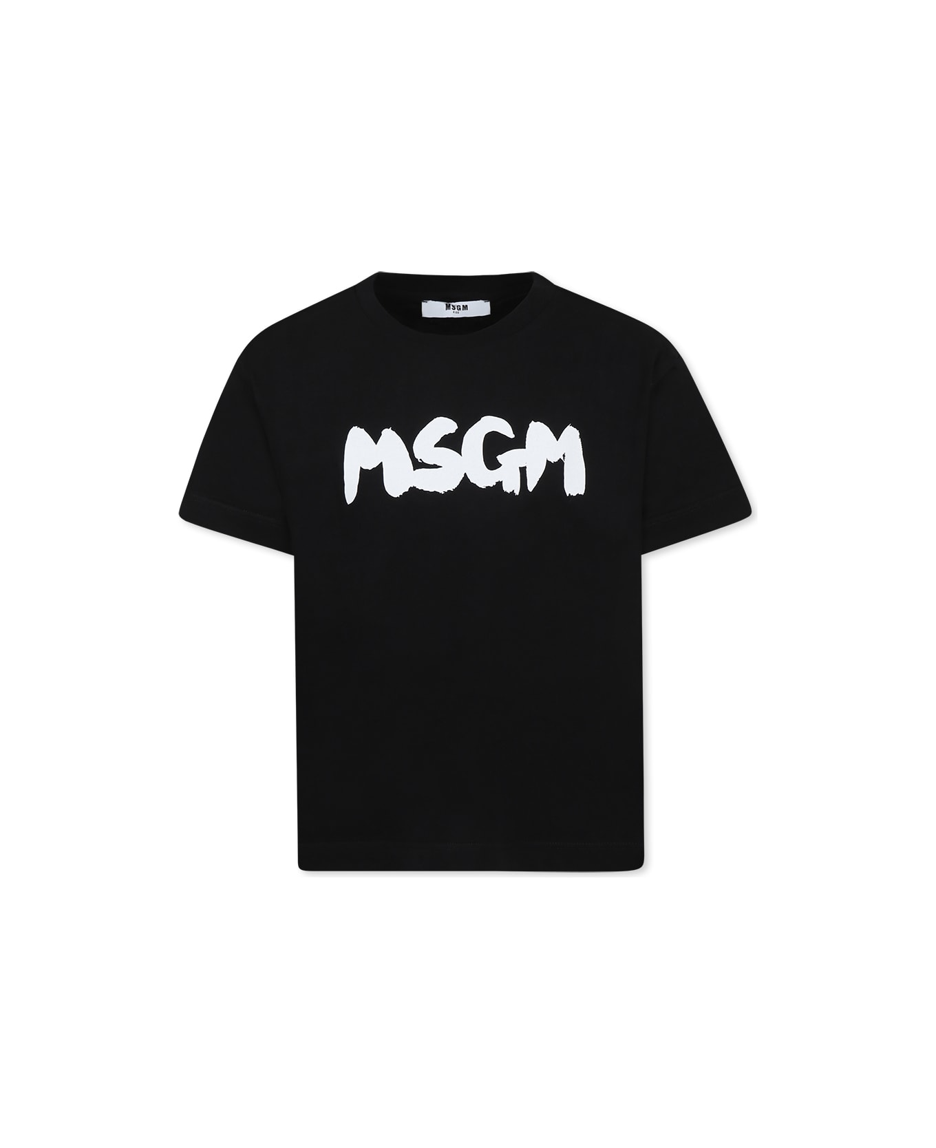MSGM Black T-shirt For Kids With Logo - Black